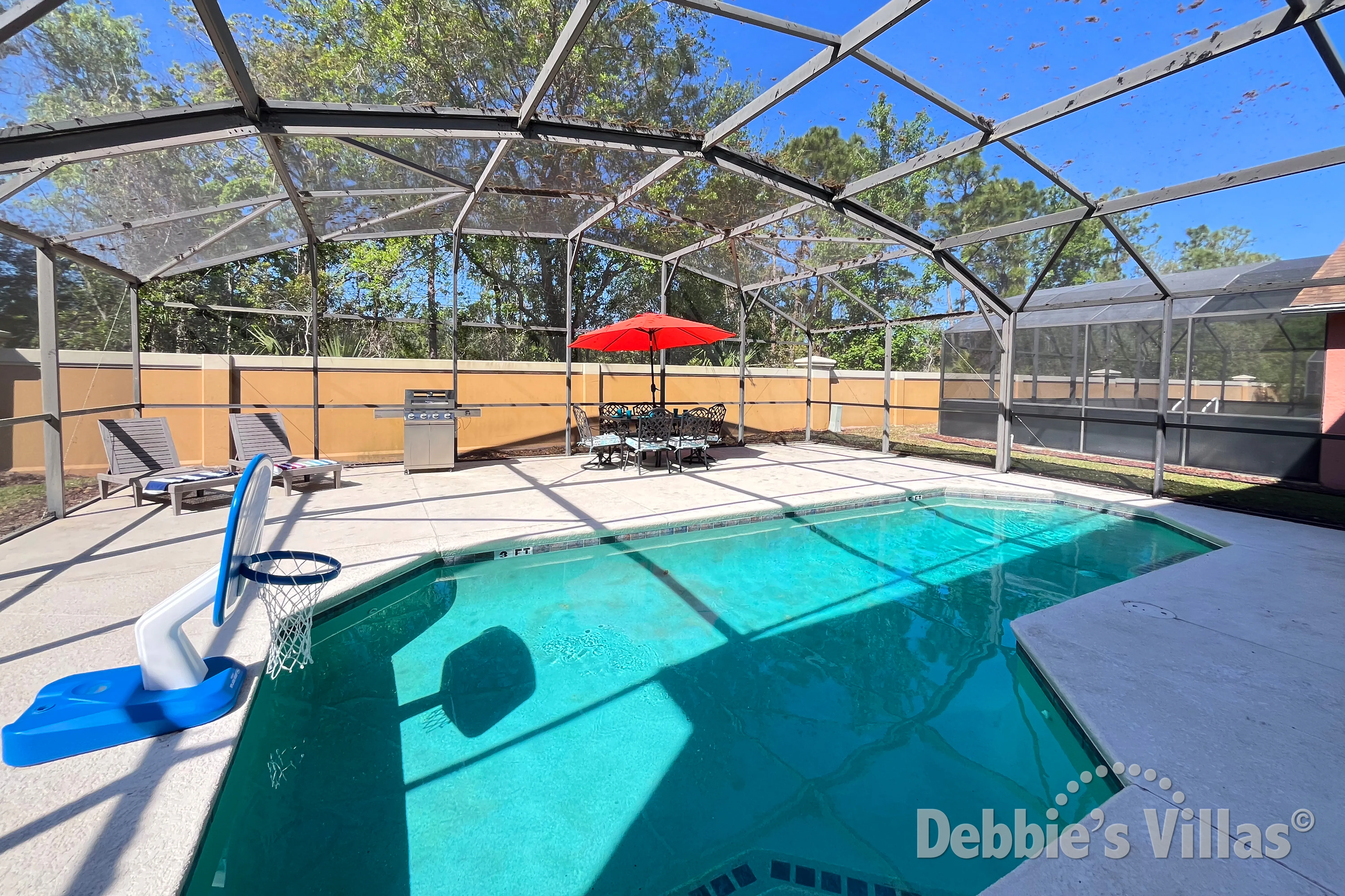West-facing pool at this vacation villa on Terra Verde in Kissimmee