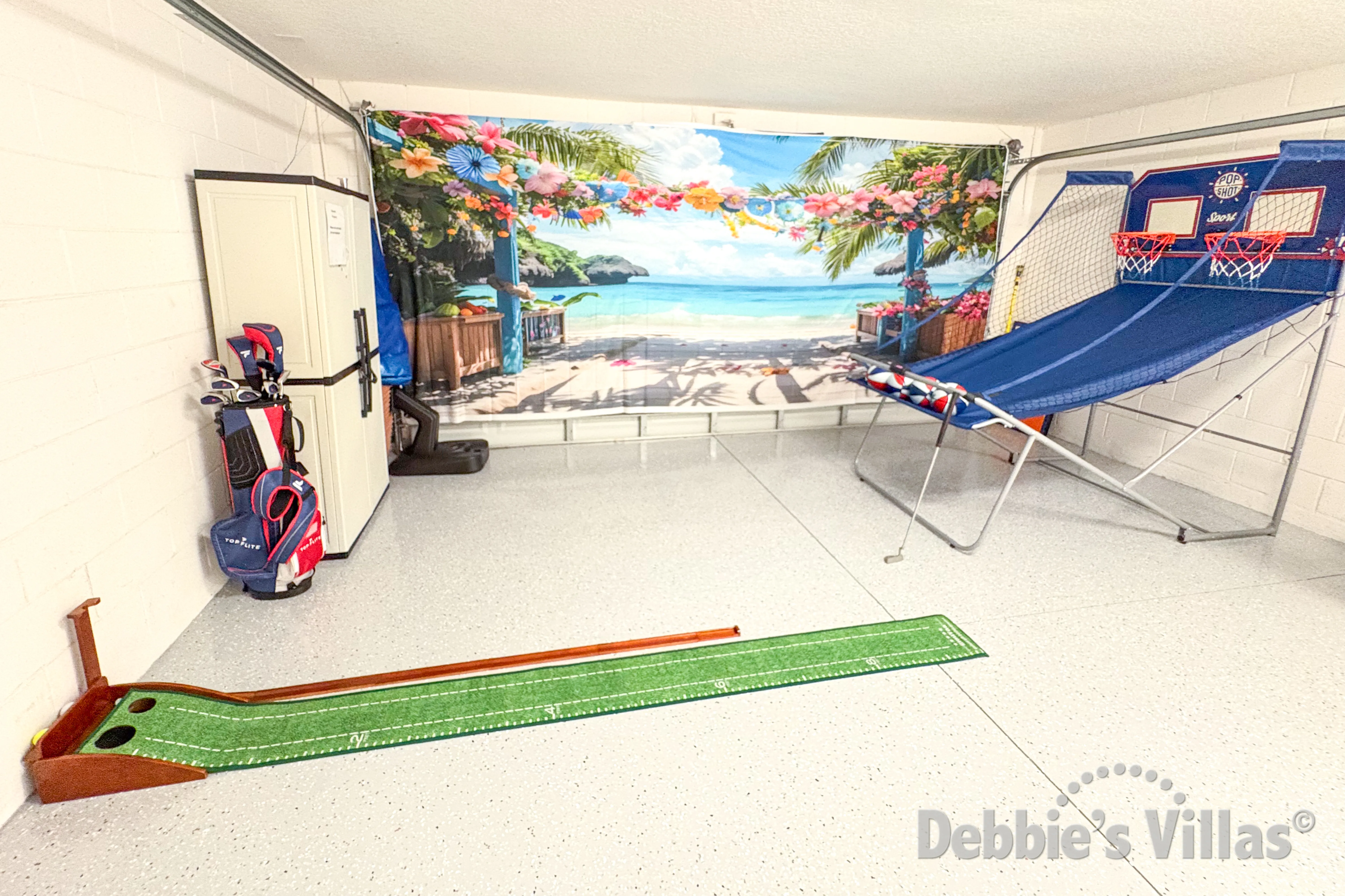 Air-conditioned games room in this vacation villa on Providence