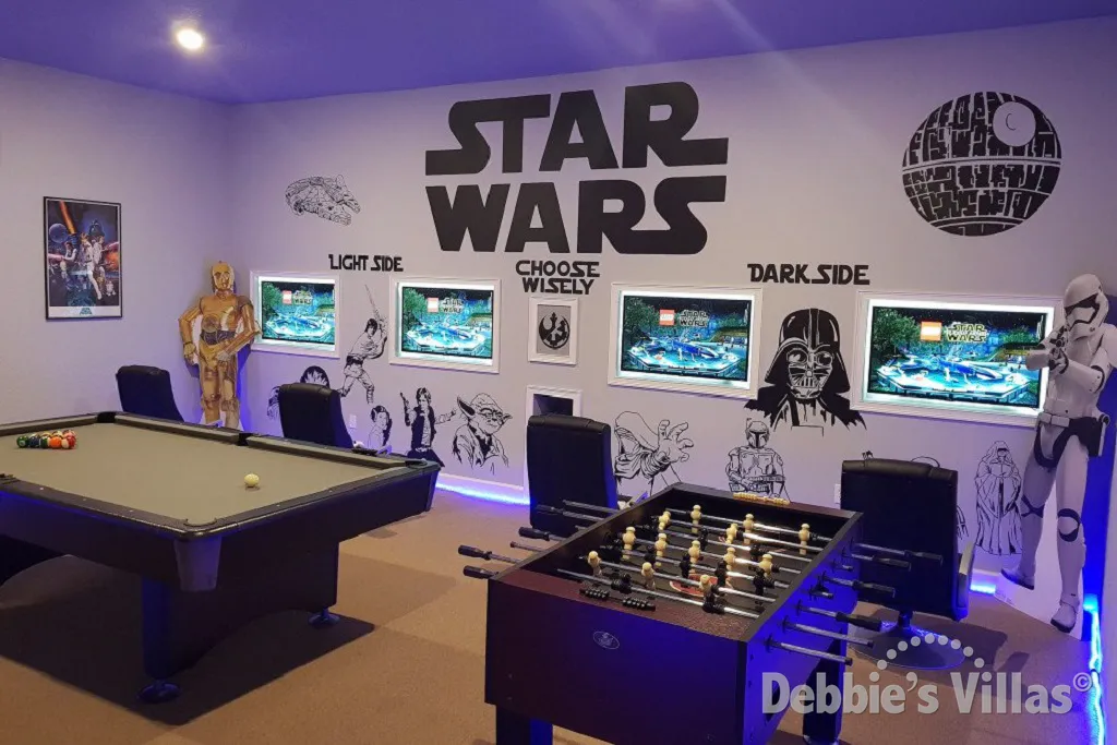 Star Wars themed air-conditioned games room in Reunion villa