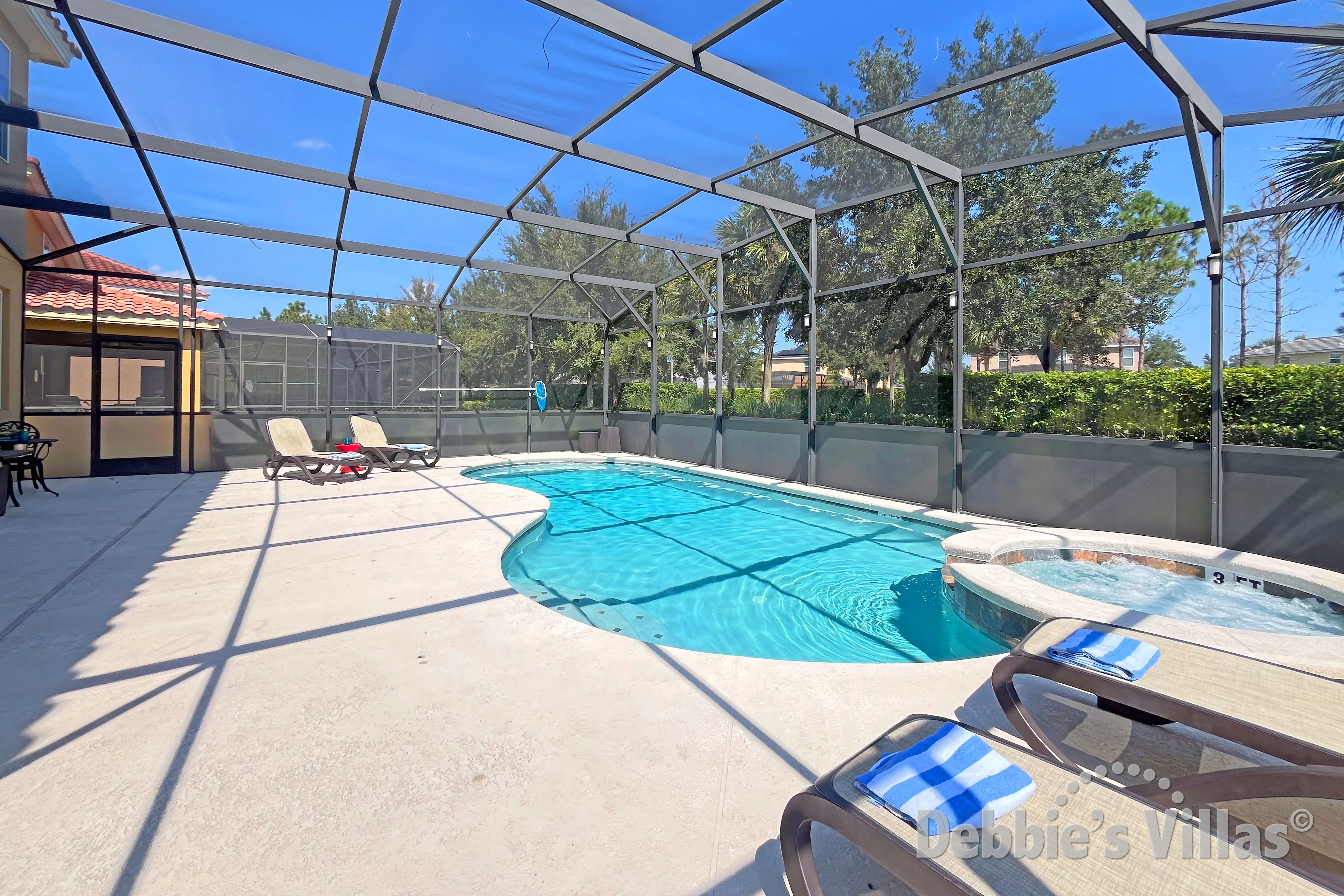 Private pool and spa at this vacation villa on Solterra in Davenport