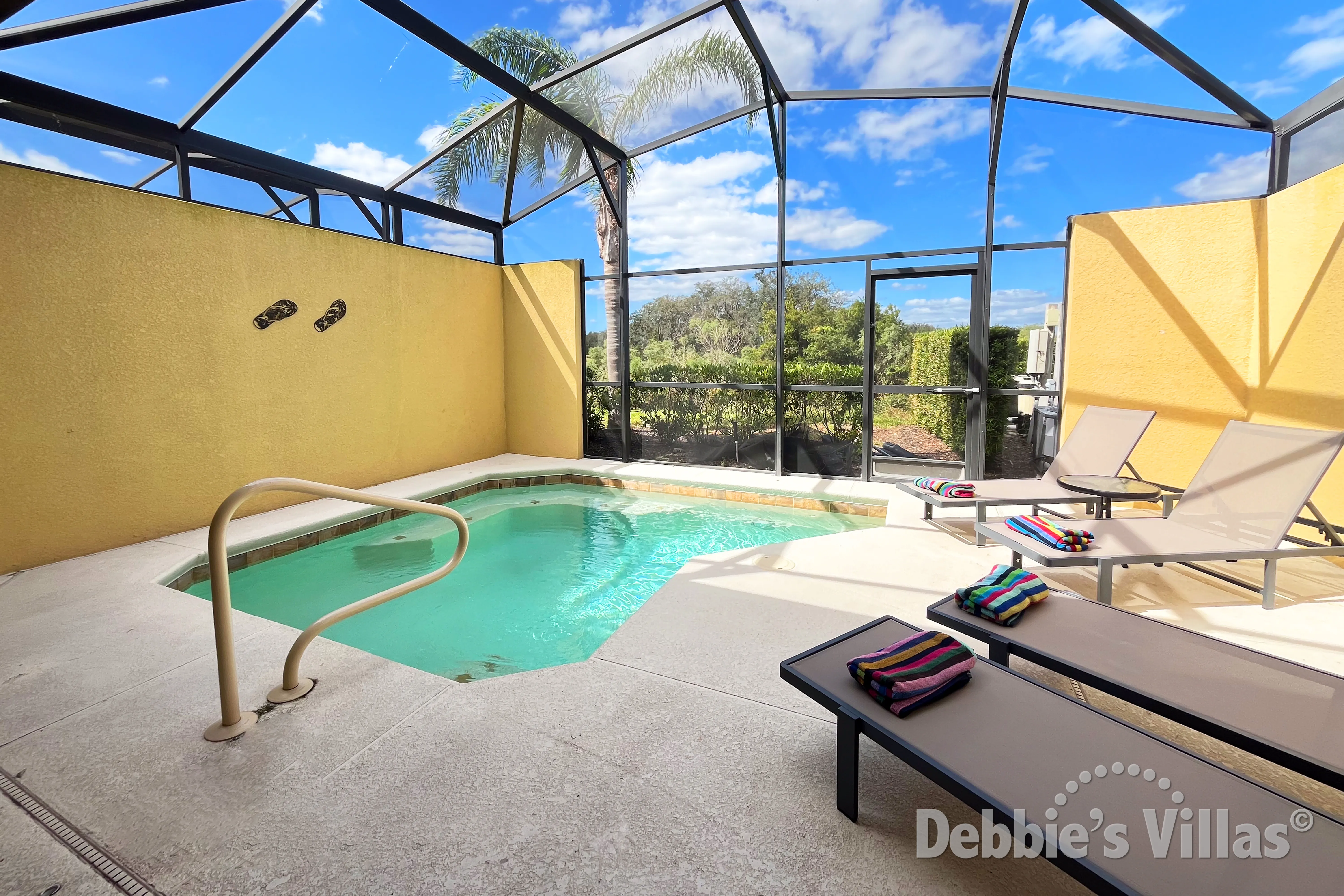 Secluded northwest-facing pool at this vacation home in Davenport