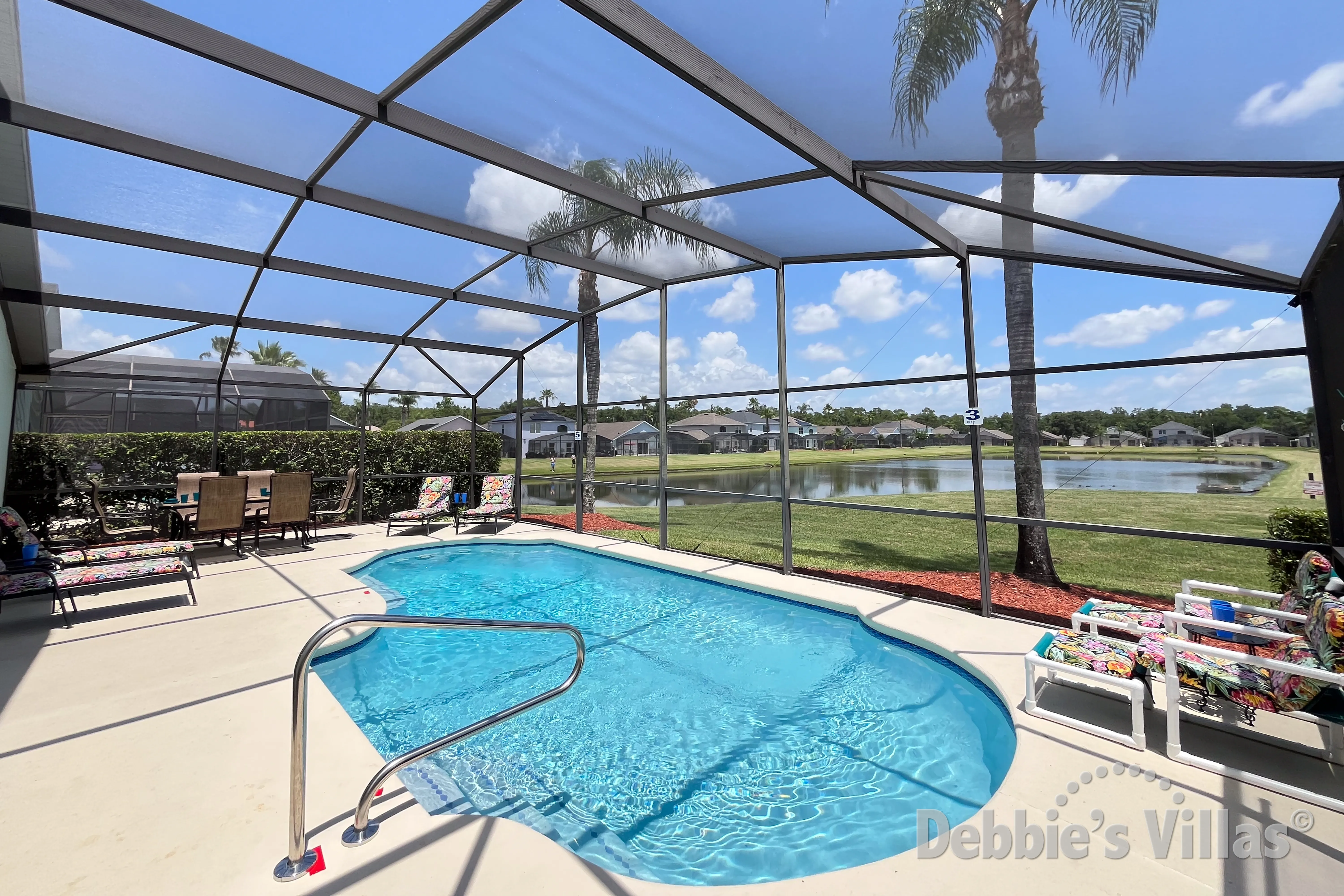 Private pool at this vacation villa on Lake Berkley in Kissimmee 