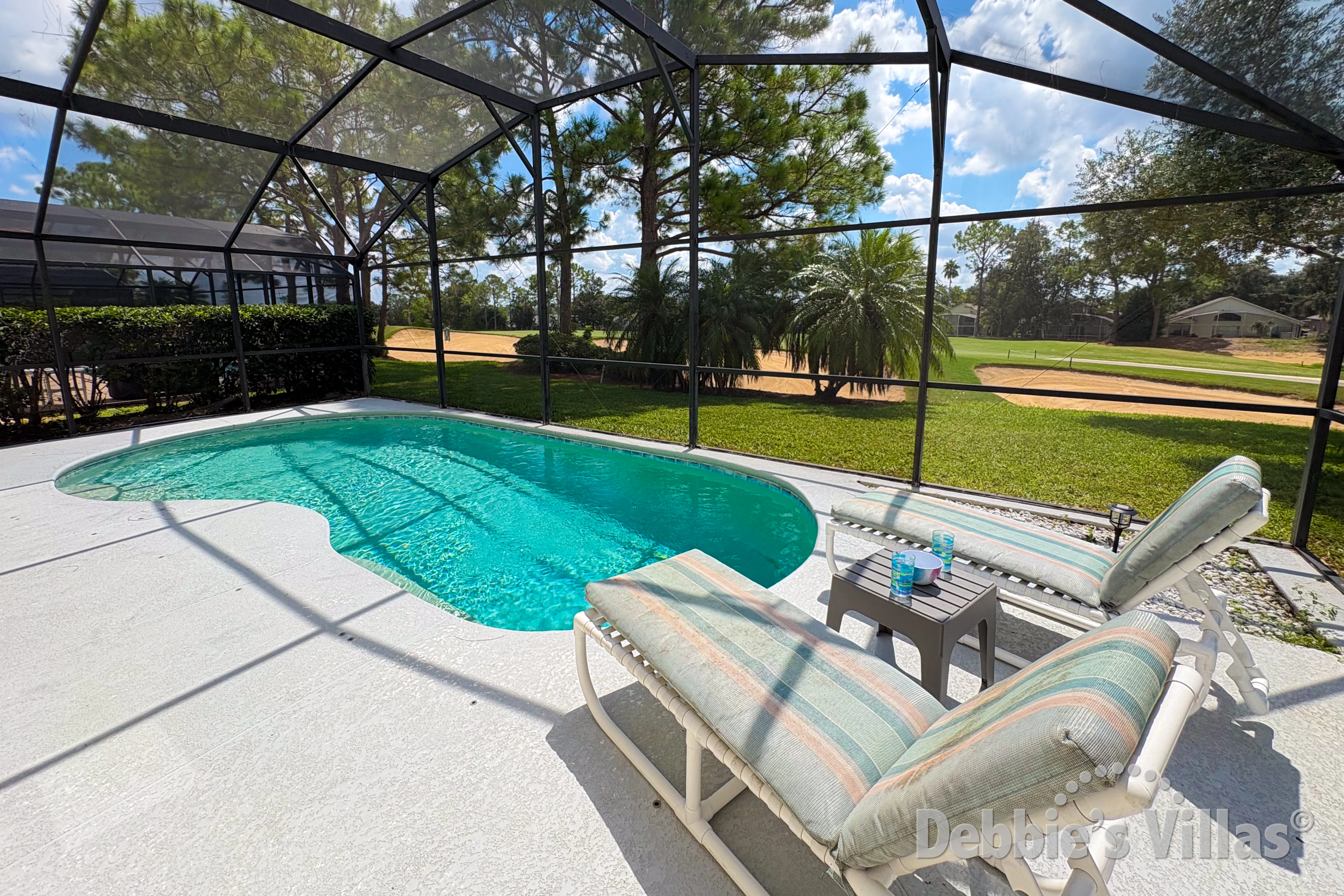 South-facing pool at this vacation villa on Southern Dunes in Haines City 