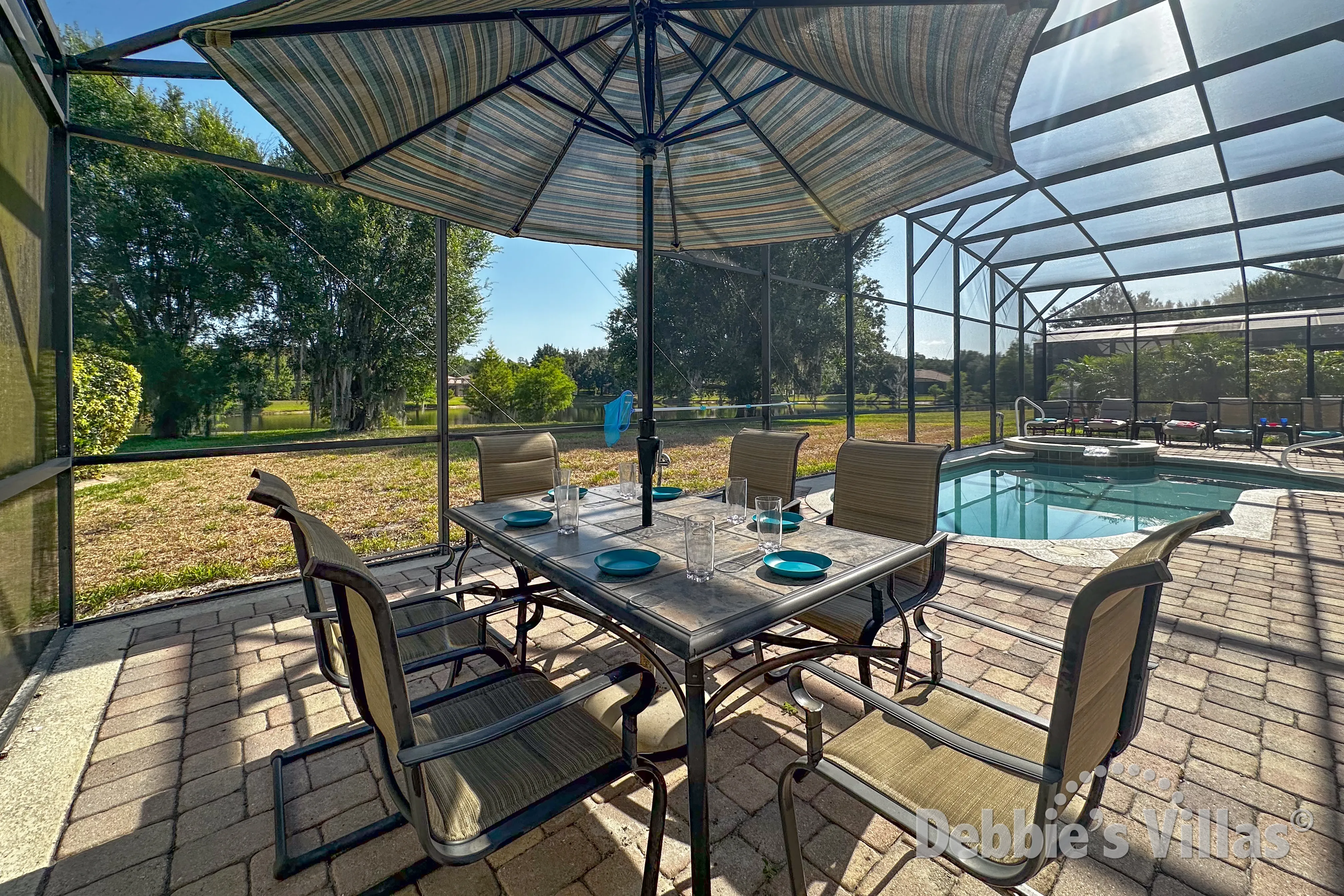 Private pool and spa at this vacation villa on Westside Calabria in Kissimmee