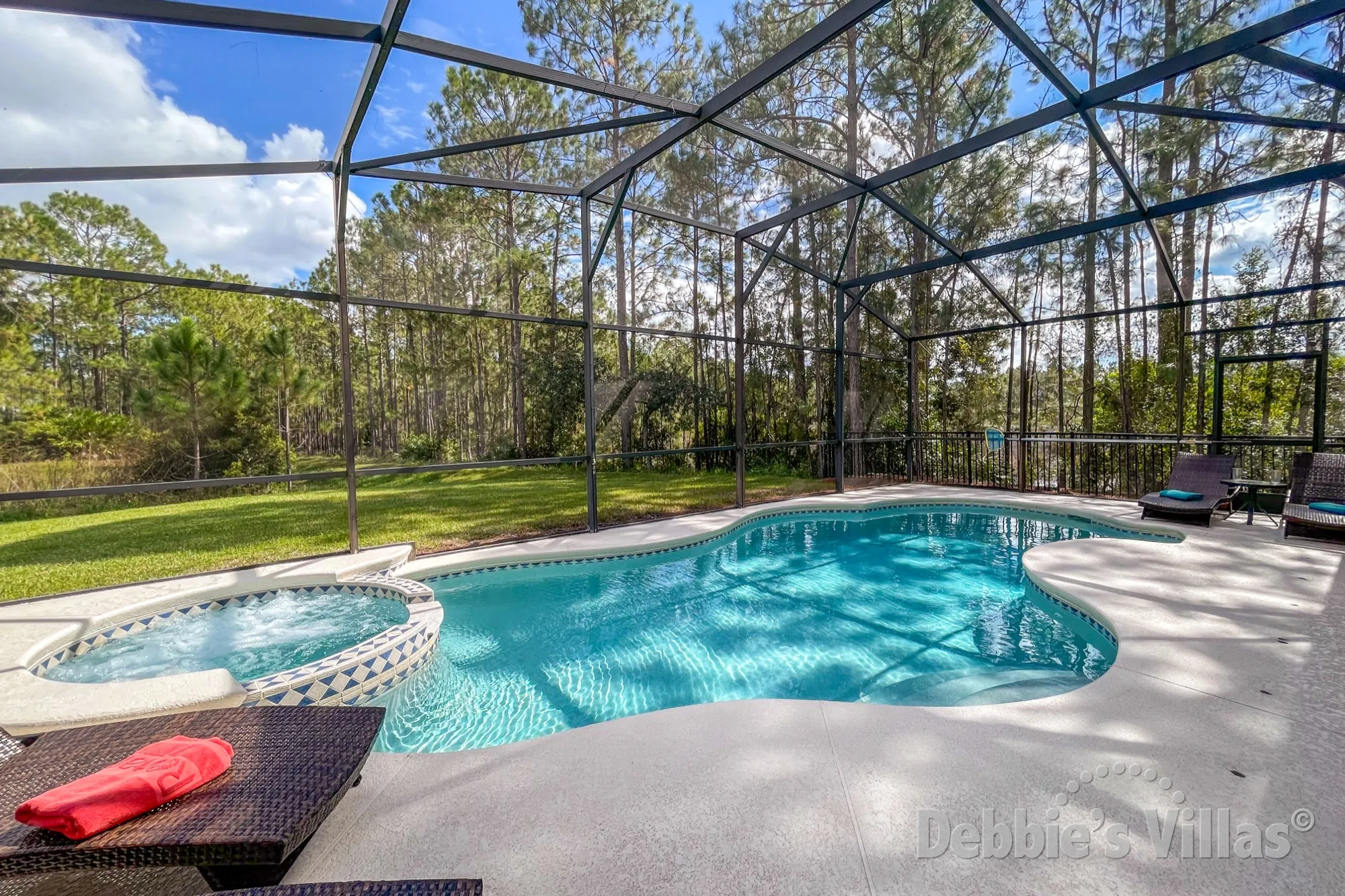 Watersong villa with a scenic view from the private pool and spa