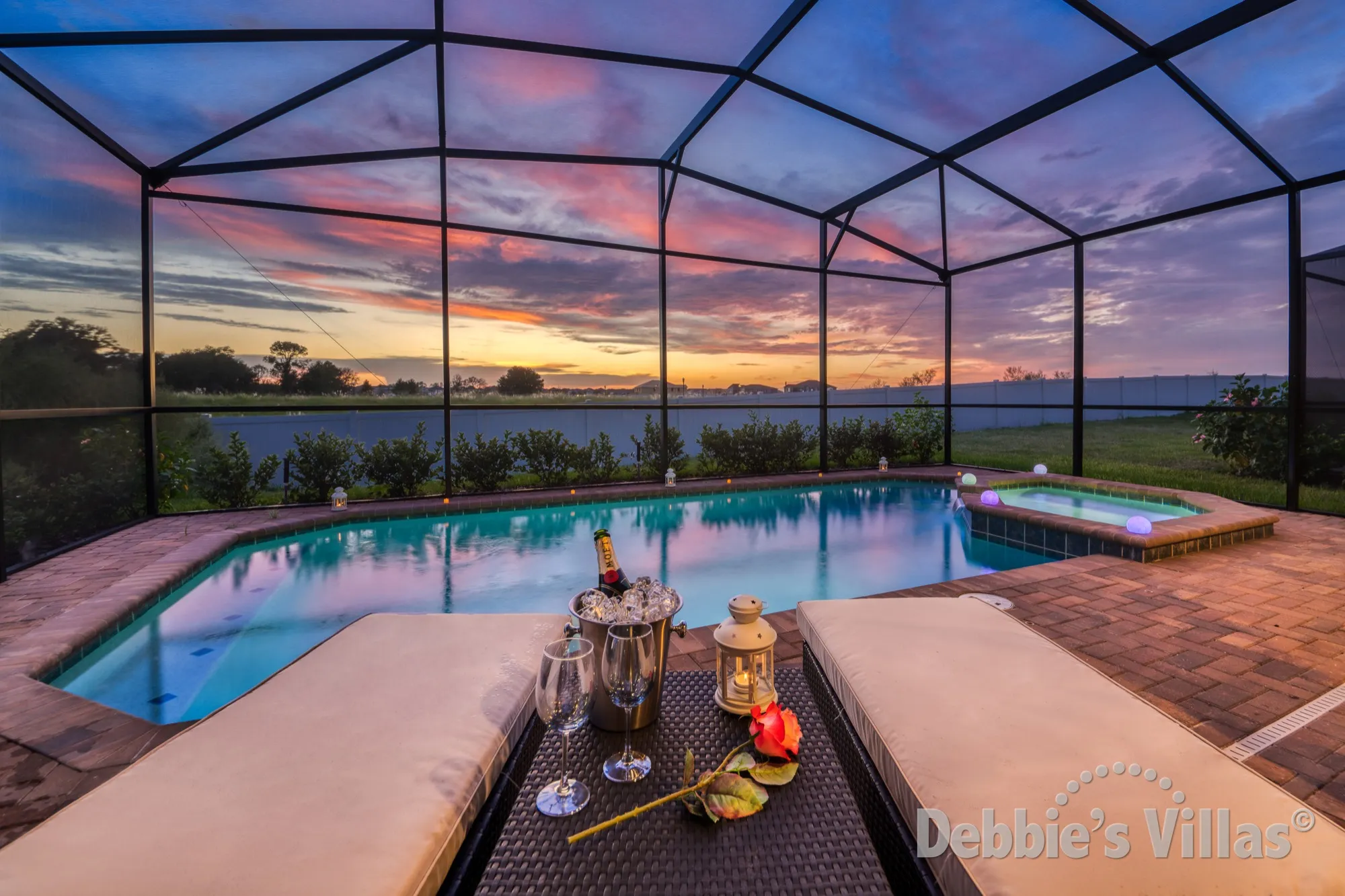 West-facing sunset views from this luxury vacation villa in Kissimmee