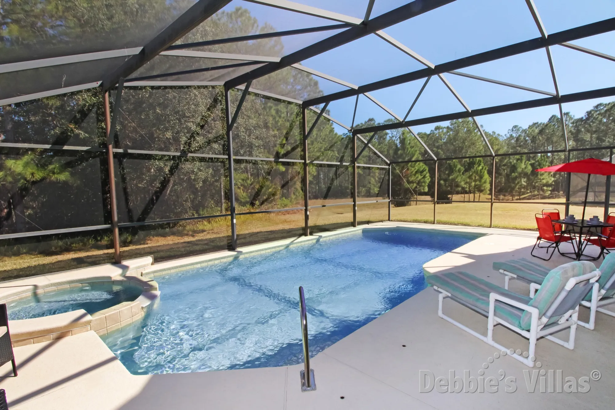 Scenic views from the private pool and spa deck of this villa on Watersong