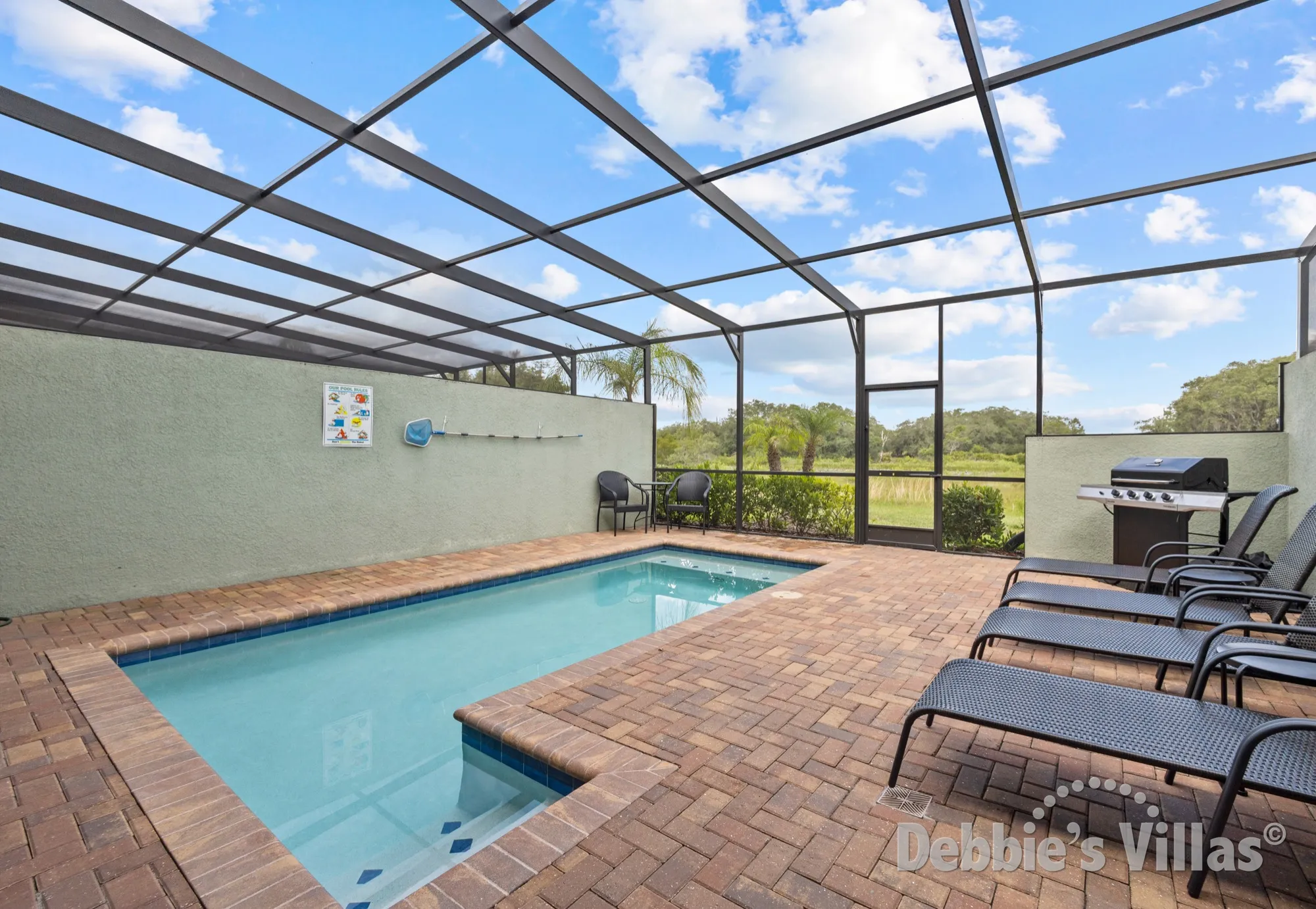 West-facing private pool at this Solterra vacation home