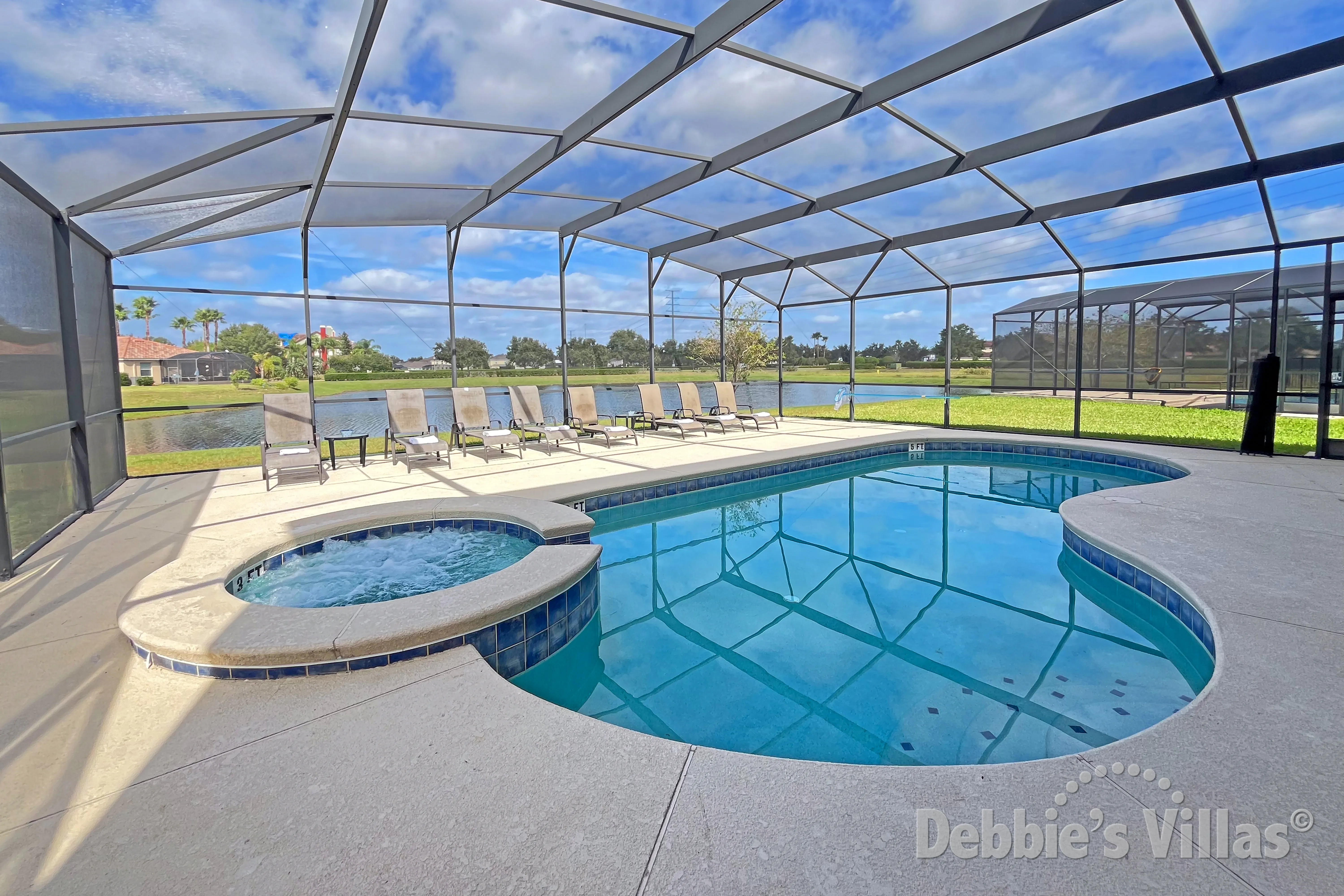 Private pool and spa at this vacation villa on Providence Golf and Country Club in Davenport