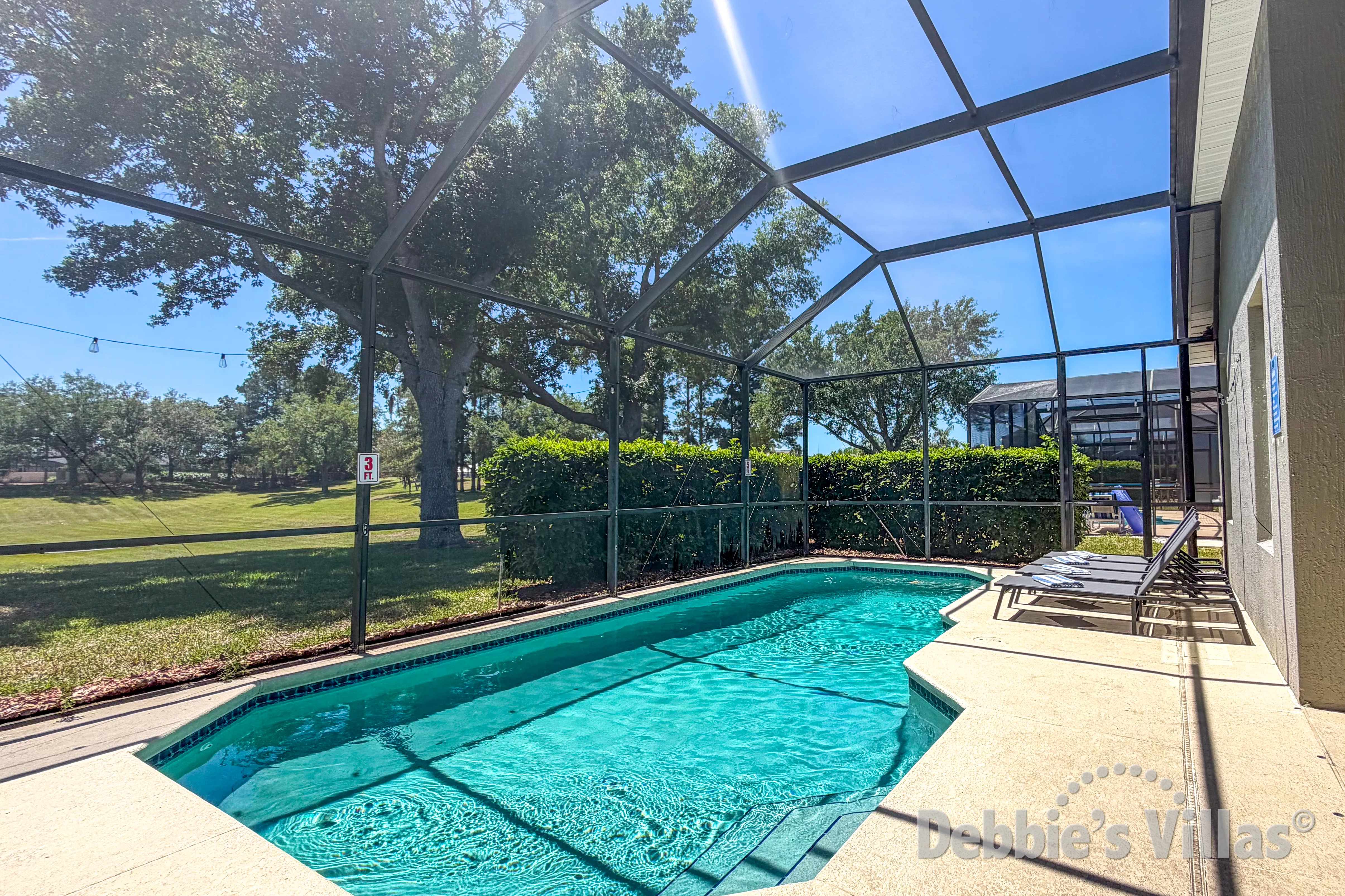 South-facing pool at this vacation villa on Windsor Palms in Kissimmee