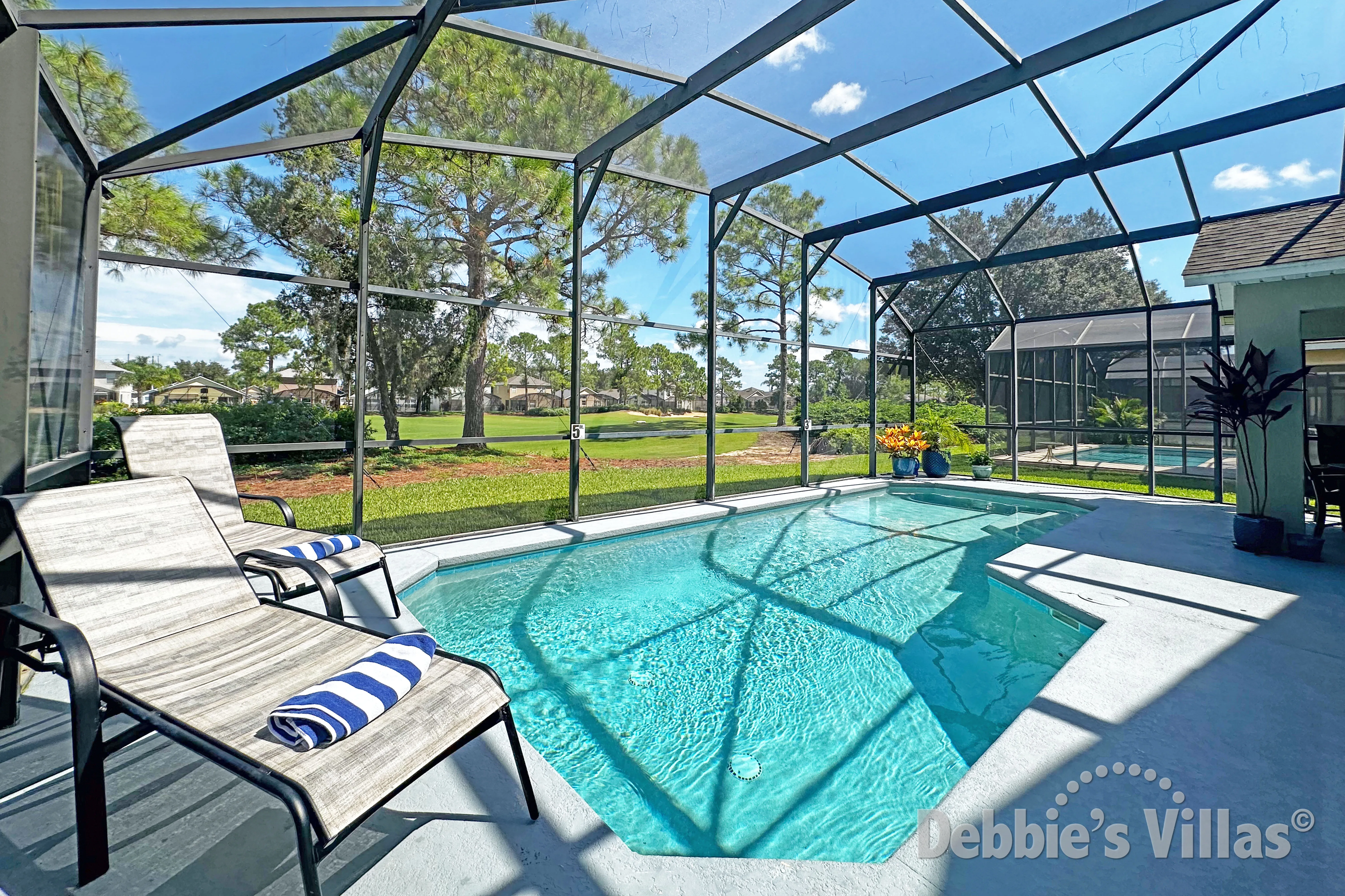 Beautiful scenic views from the pool deck at this vacation villa on Southern Dunes in Haines City