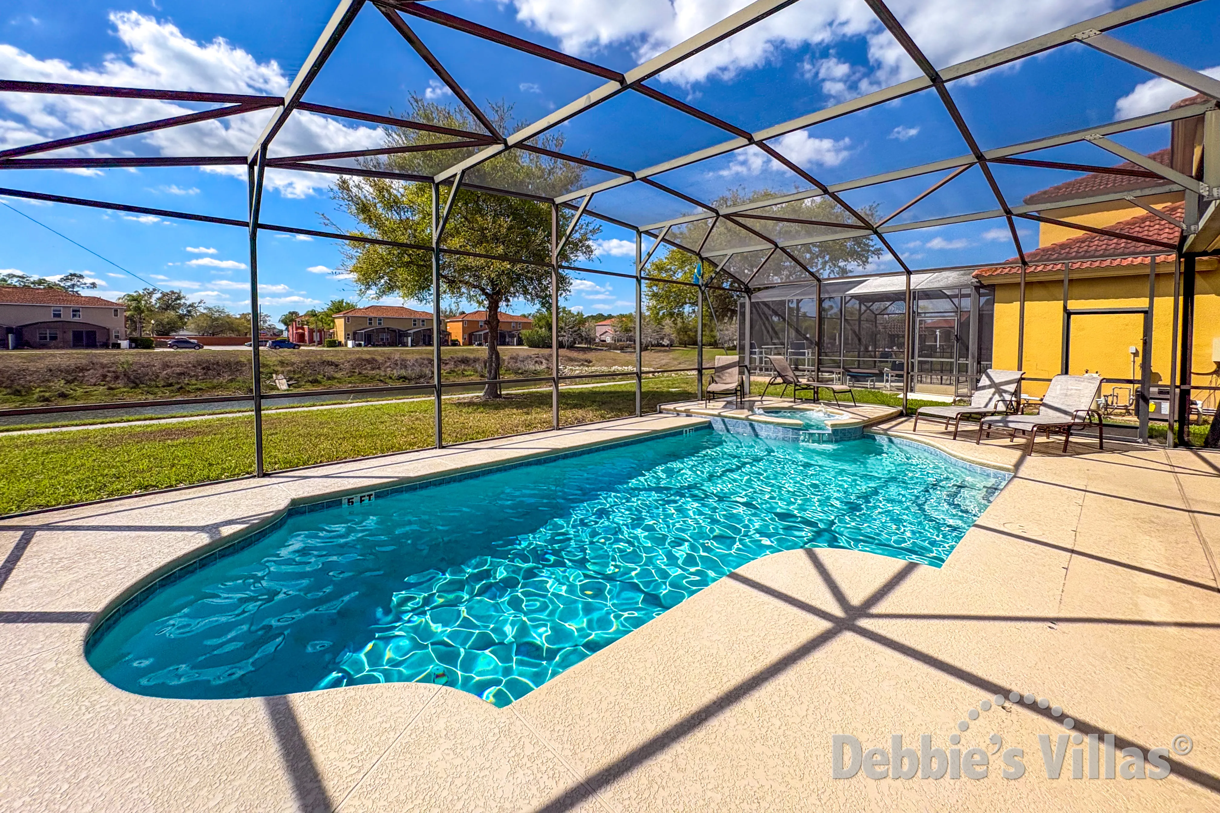 West-facing pool and spa at this vacation villa on Bella Vida on Kissimmee 