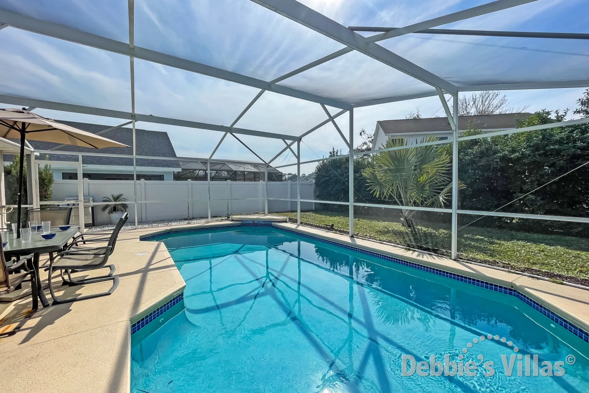 Southwest-facing private pool that is solar-heated