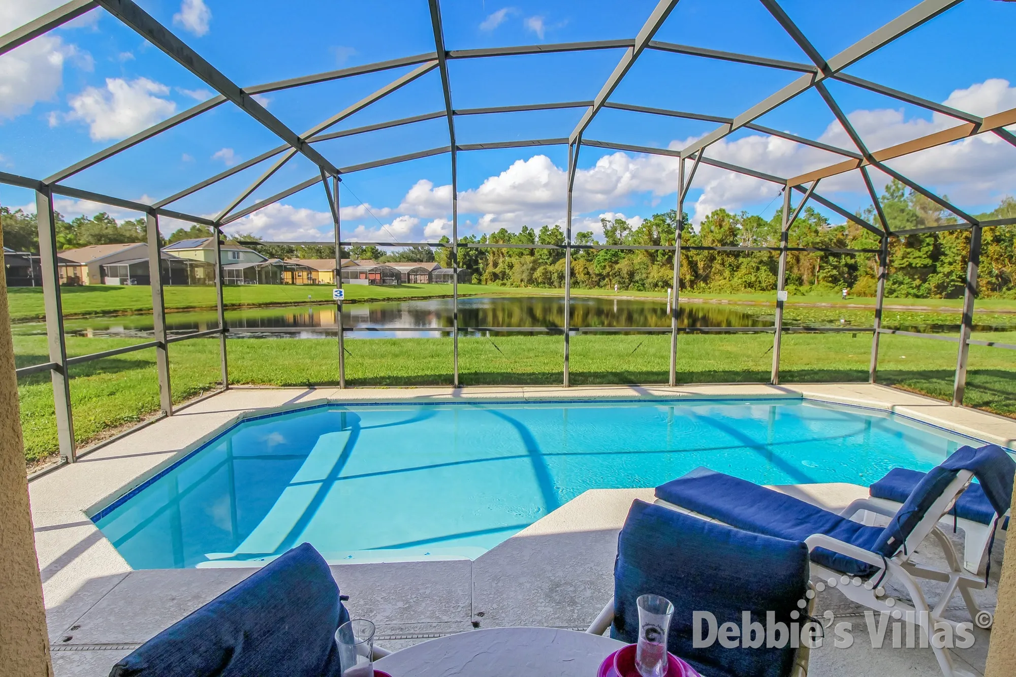 Lake view from the private pool at this Sandy Ridge villa in Davenport