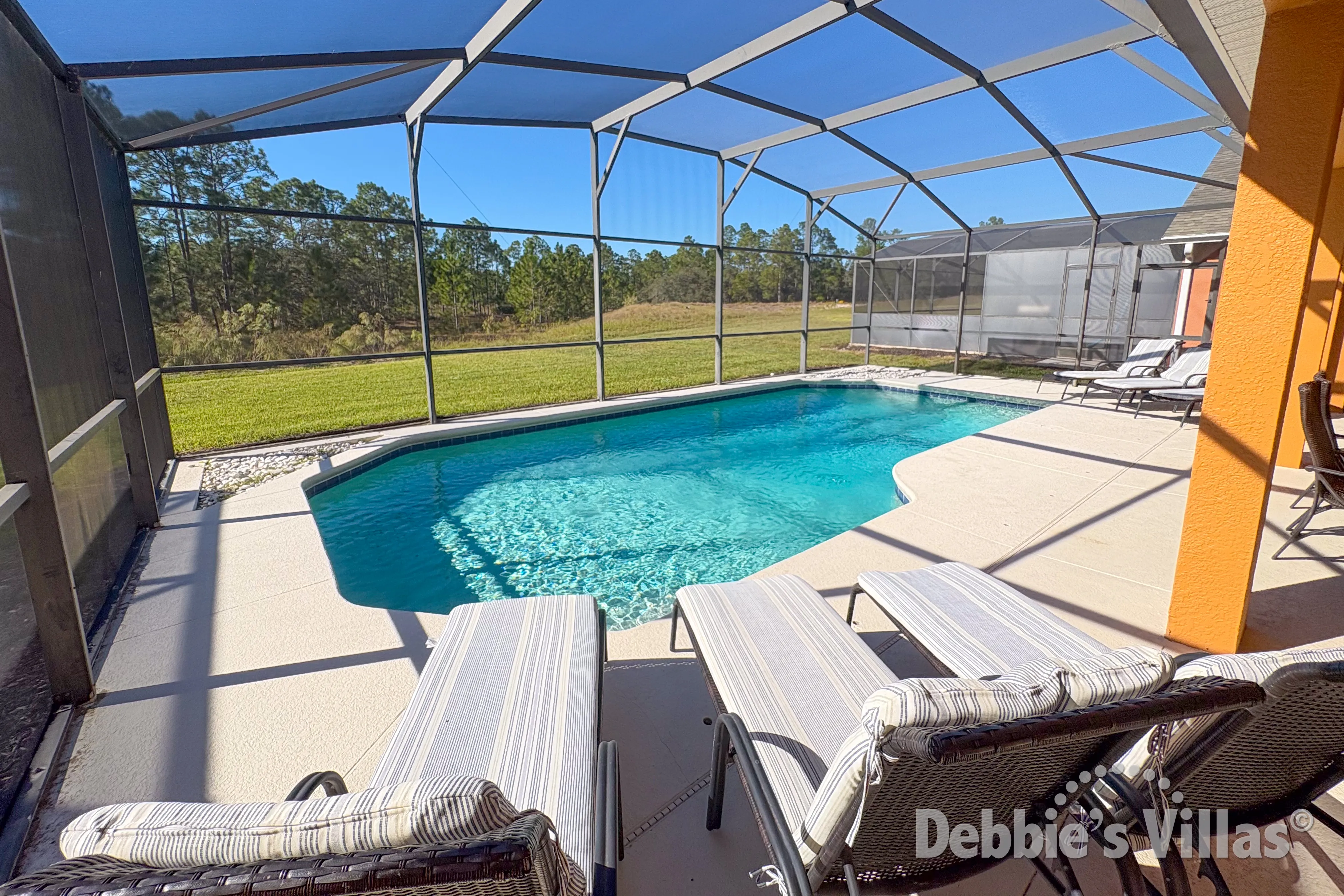 West-facing private pool at this vacation villa on Watersong in Davenport 
