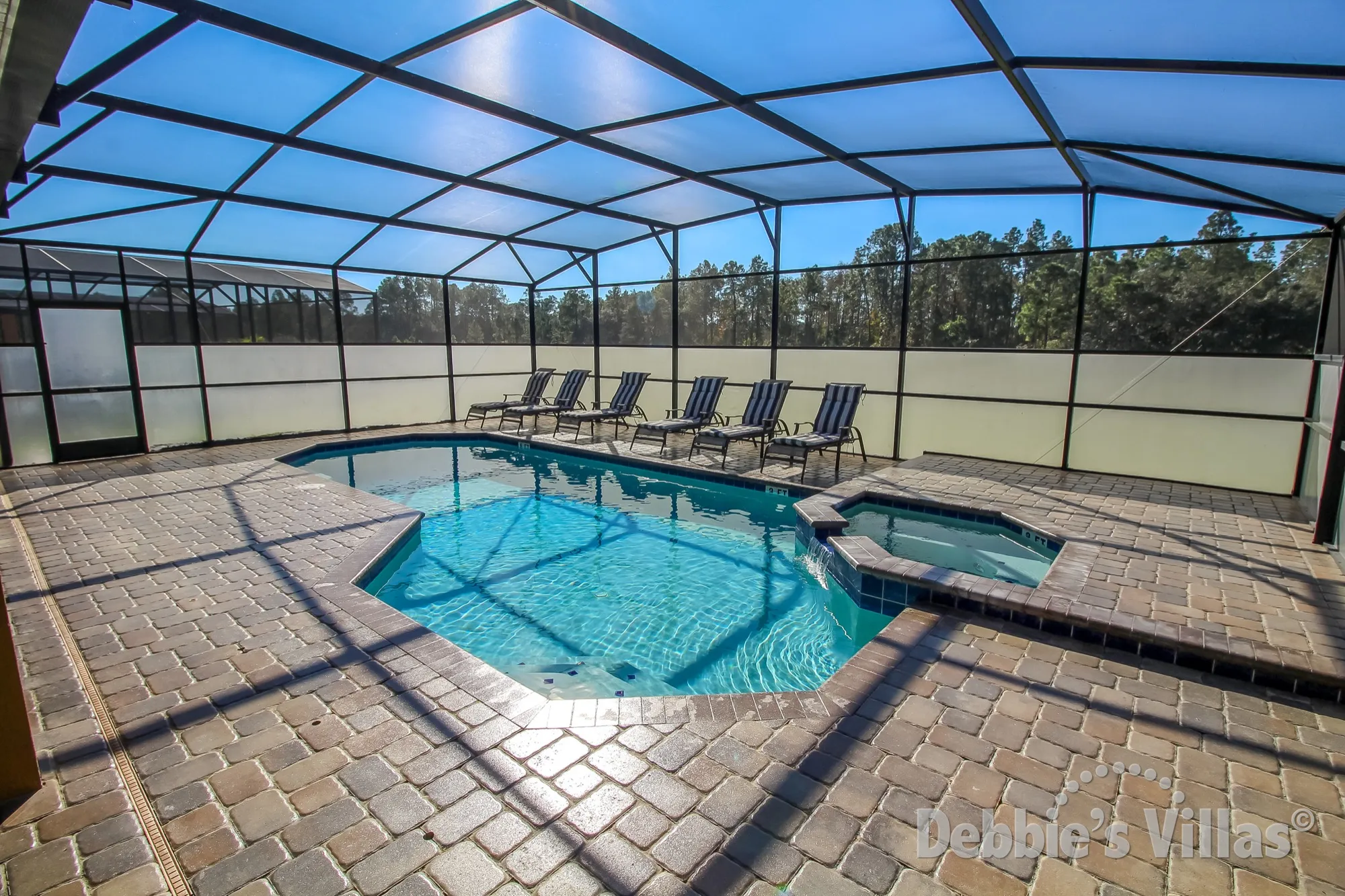 South-facing pool and spa on gated community of Watersong