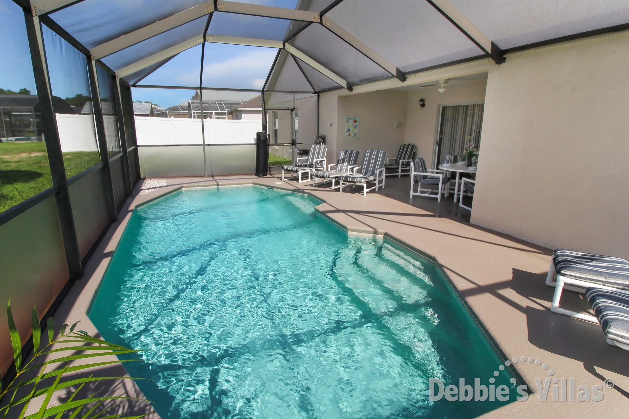 Private south-facing pool at this vacation villa in Davenport
