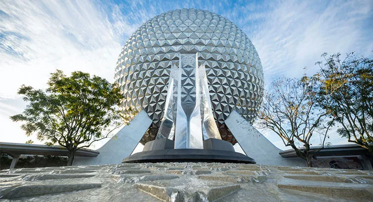 Epcot entrance fountain