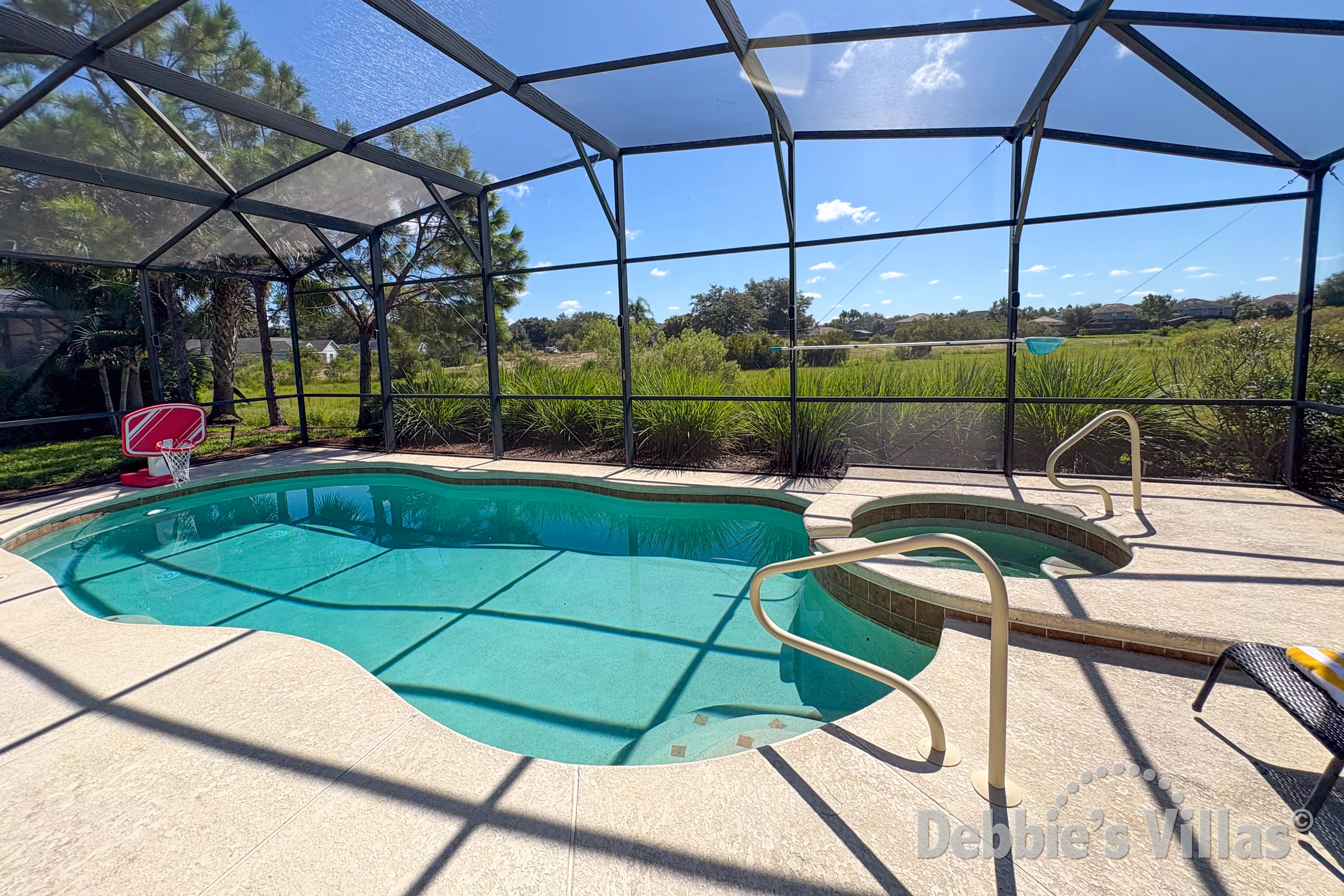 Private pool and spa at this vacation villa on Solterra in Davenport 