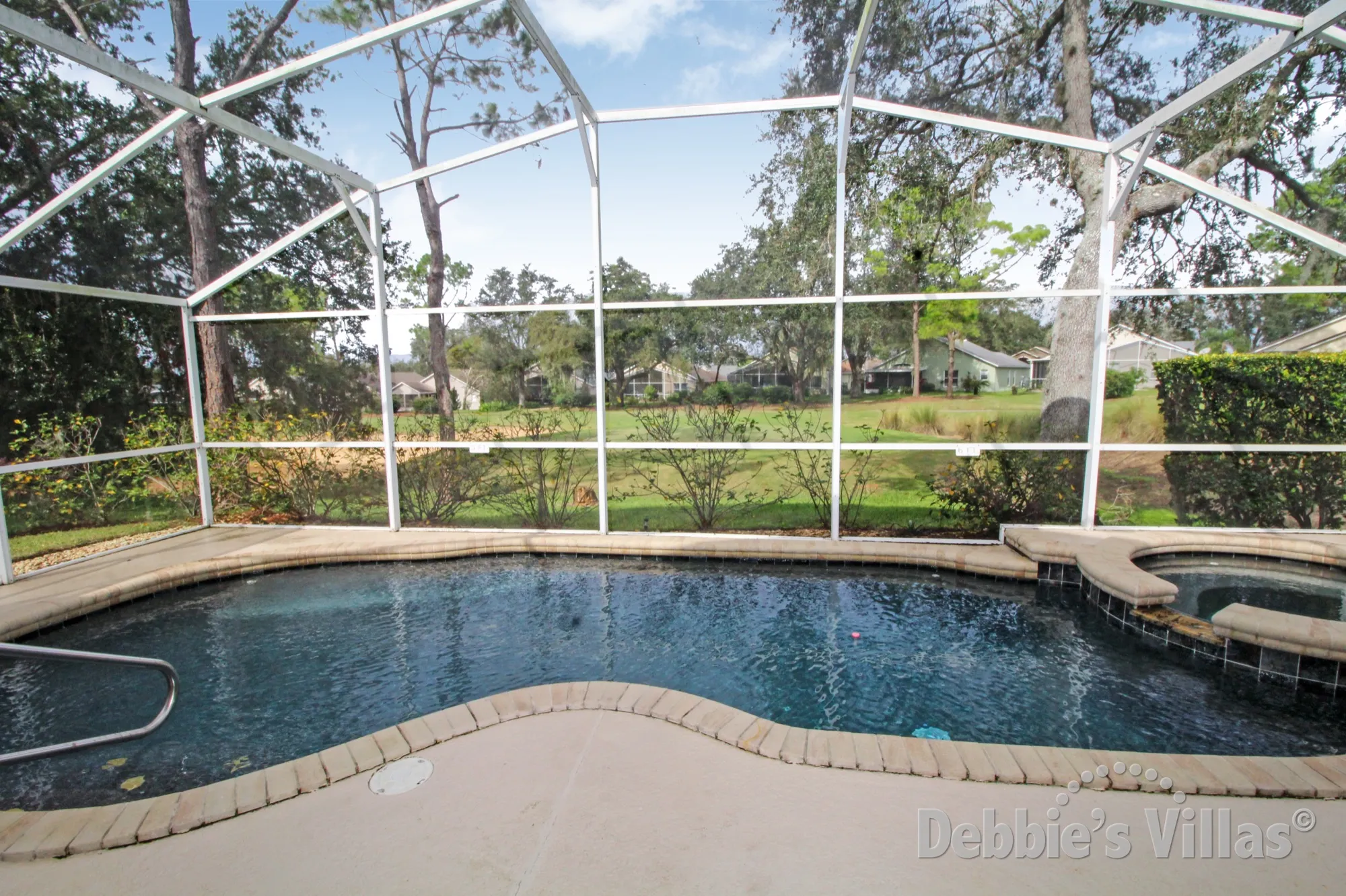 Southern Dunes vacation villa with golf course views from the private pool and spa area