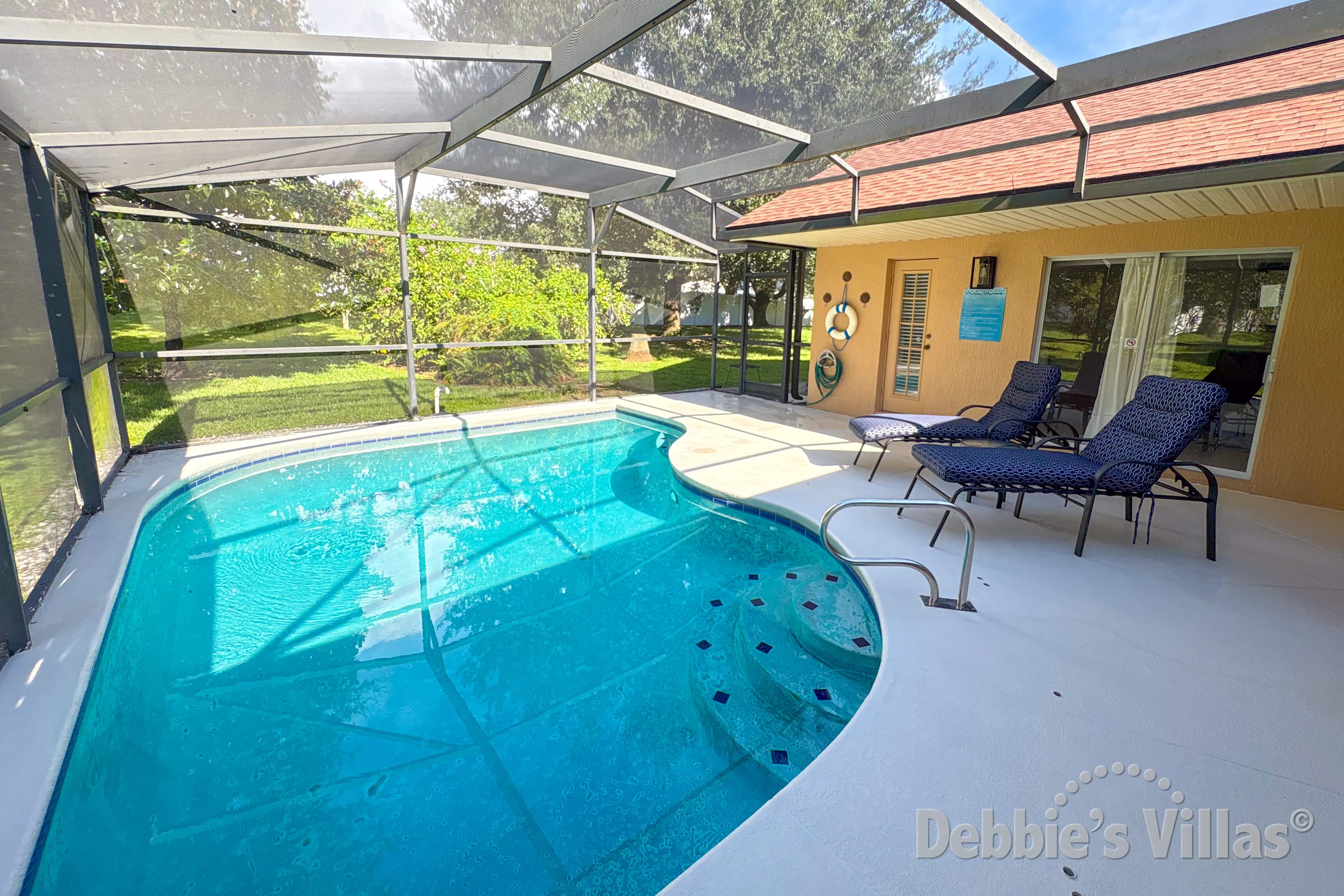 West-facing private pool at this vacation villa on Orange Tree in Clermont