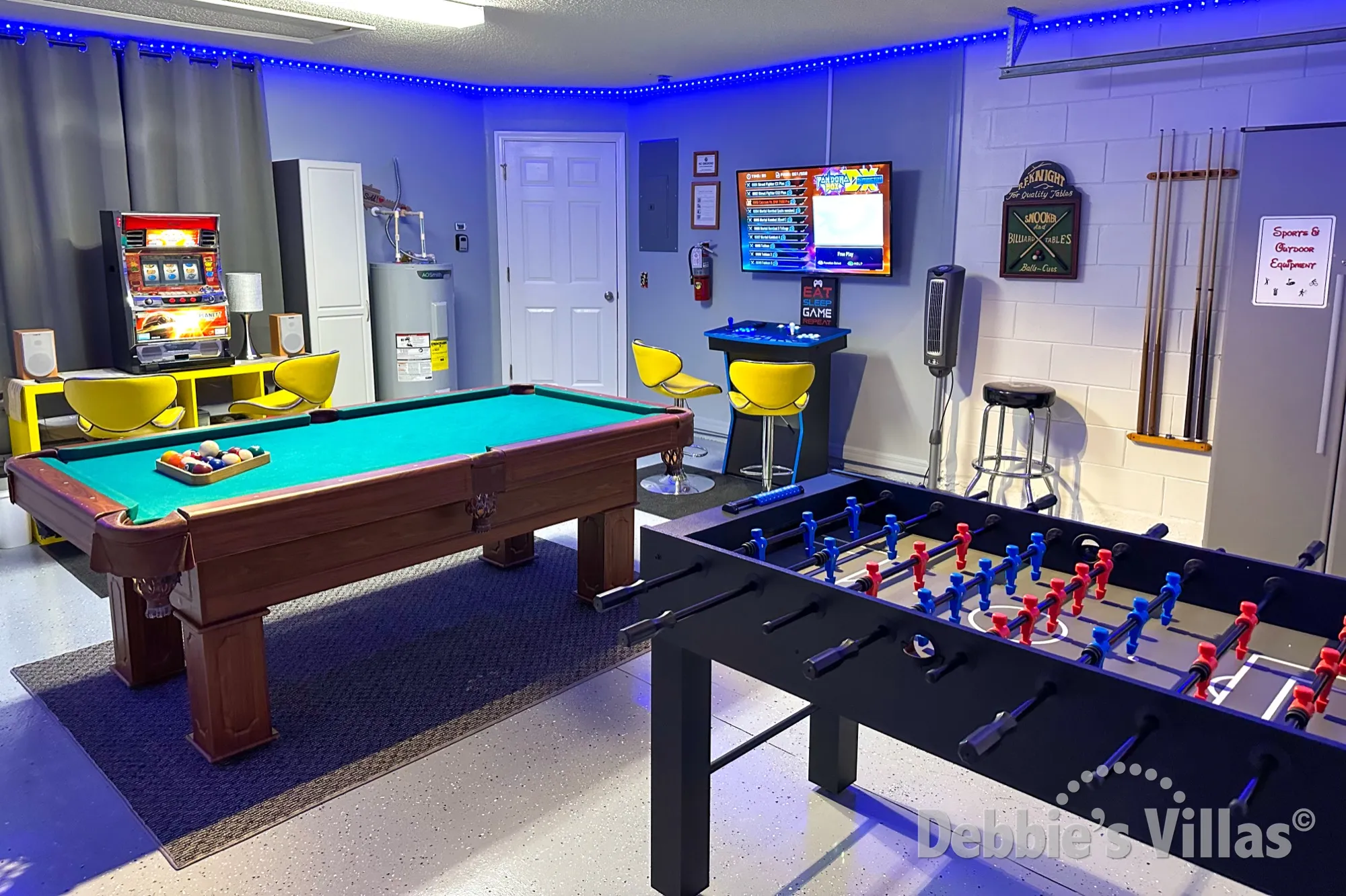 Endless fun for everyone in the games room of this Emerald Island vacation villa