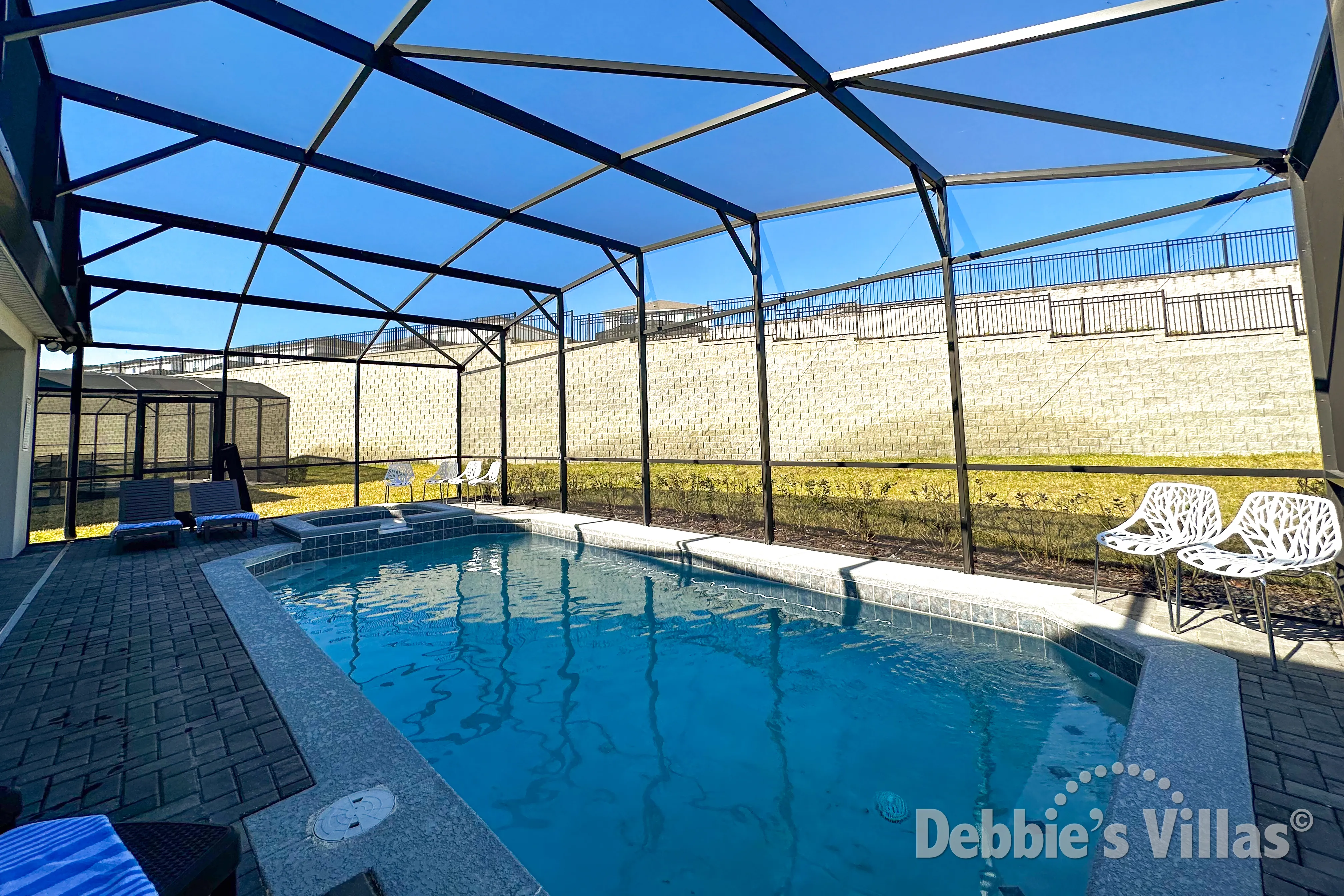 Private pool and spa at this vacation villa on Windsor Island Resort in Kissimmee