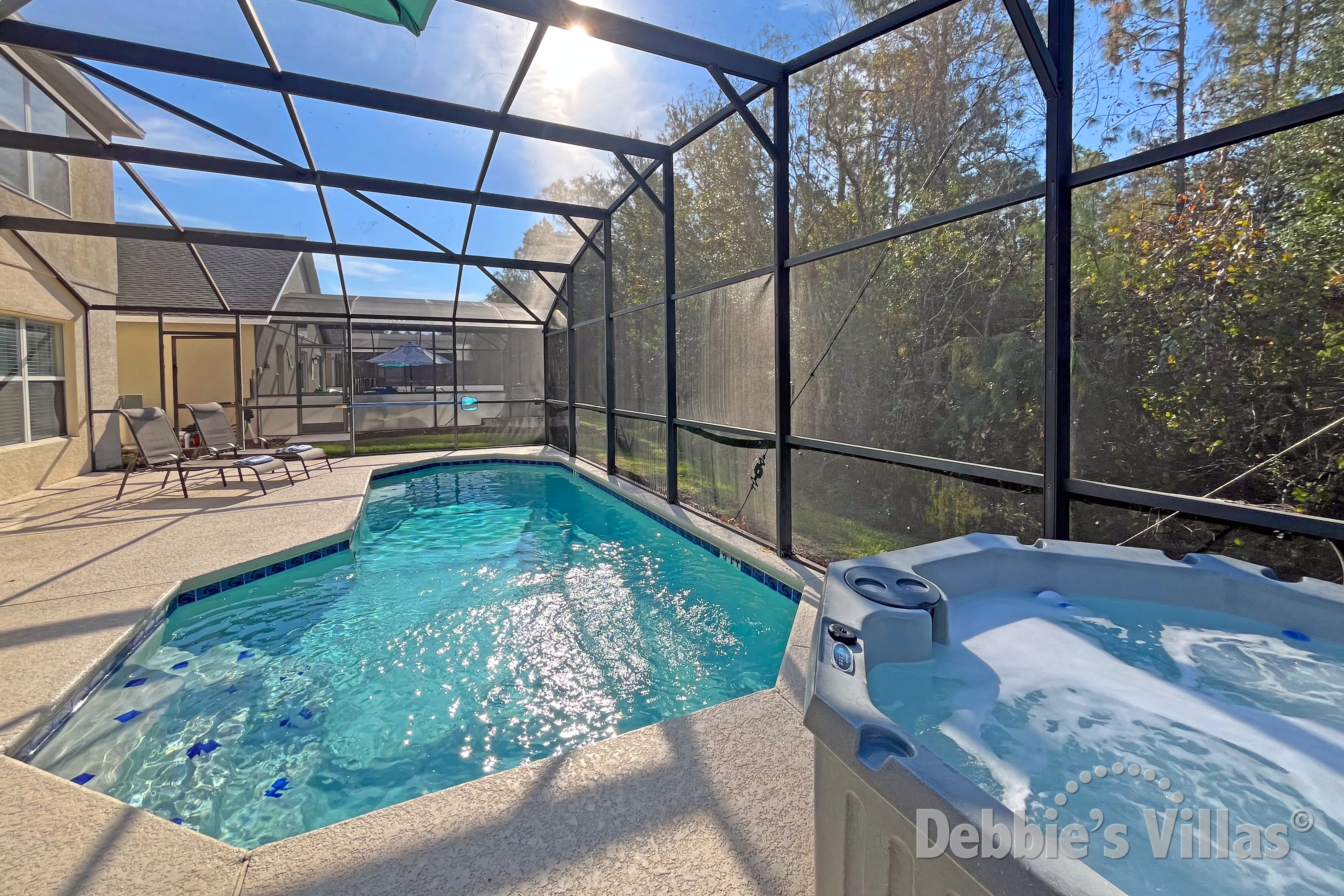 Easy access steps into the pool at this Kissimmee vacation villa