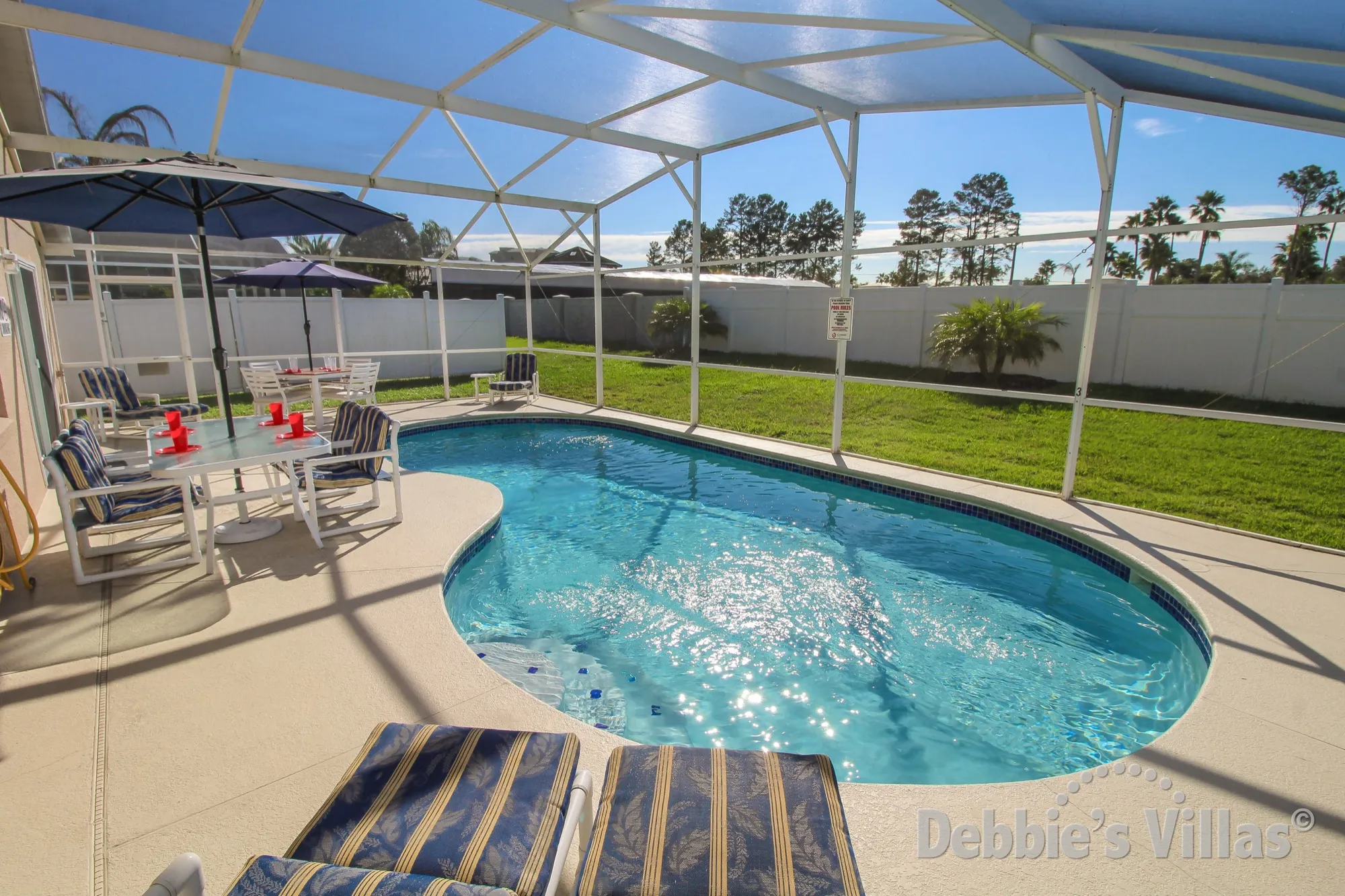 South-facing private pool at this Rolling Hills villa in Kissimmee