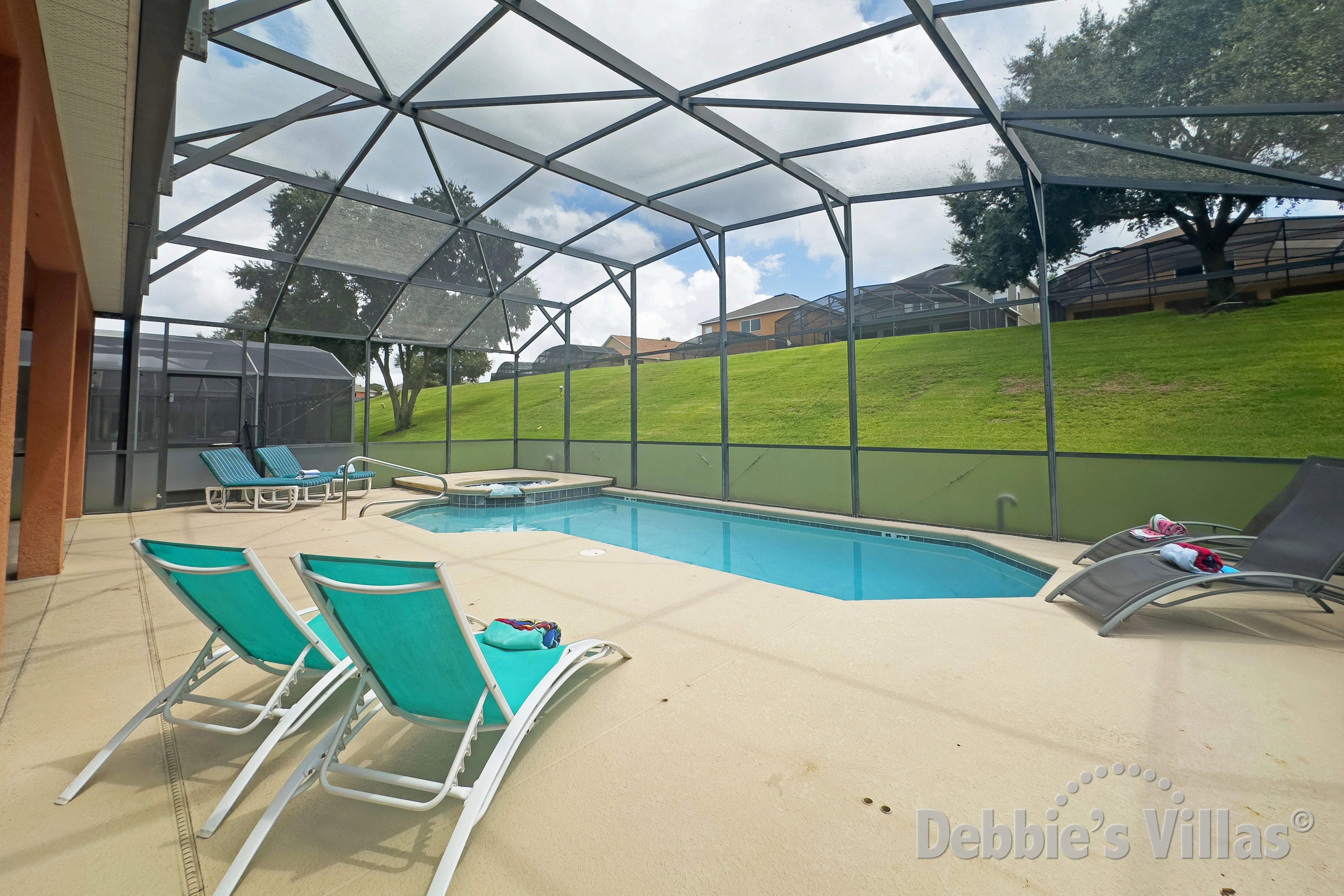 South-facing private pool and spa at this Emerald Island vacation villa