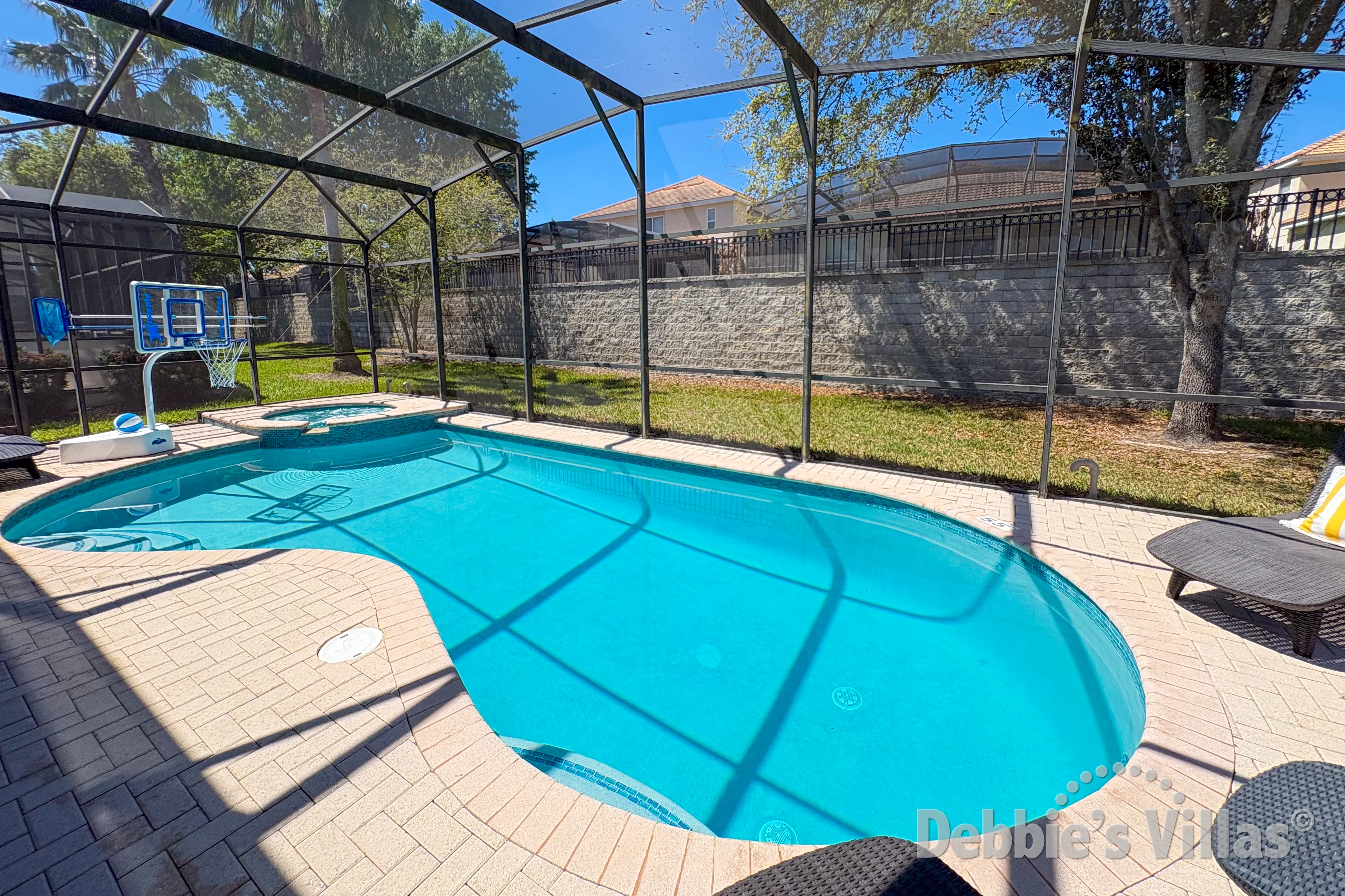 West-facing pool and spa at this vacation villa on Windsor Hills in Kissimmee 
