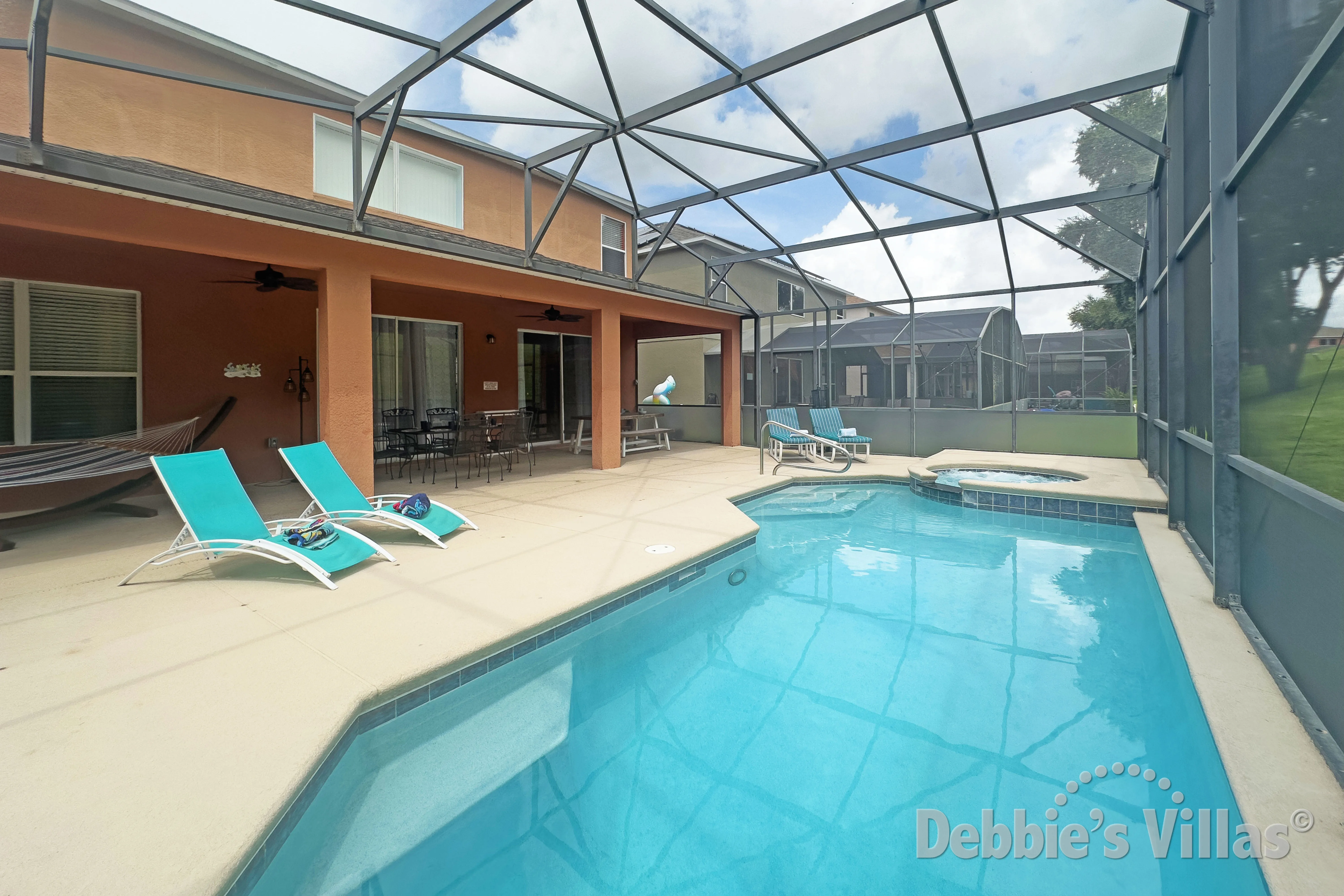 Spacious south-facing private pool deck in this Kissimmee vacation villa