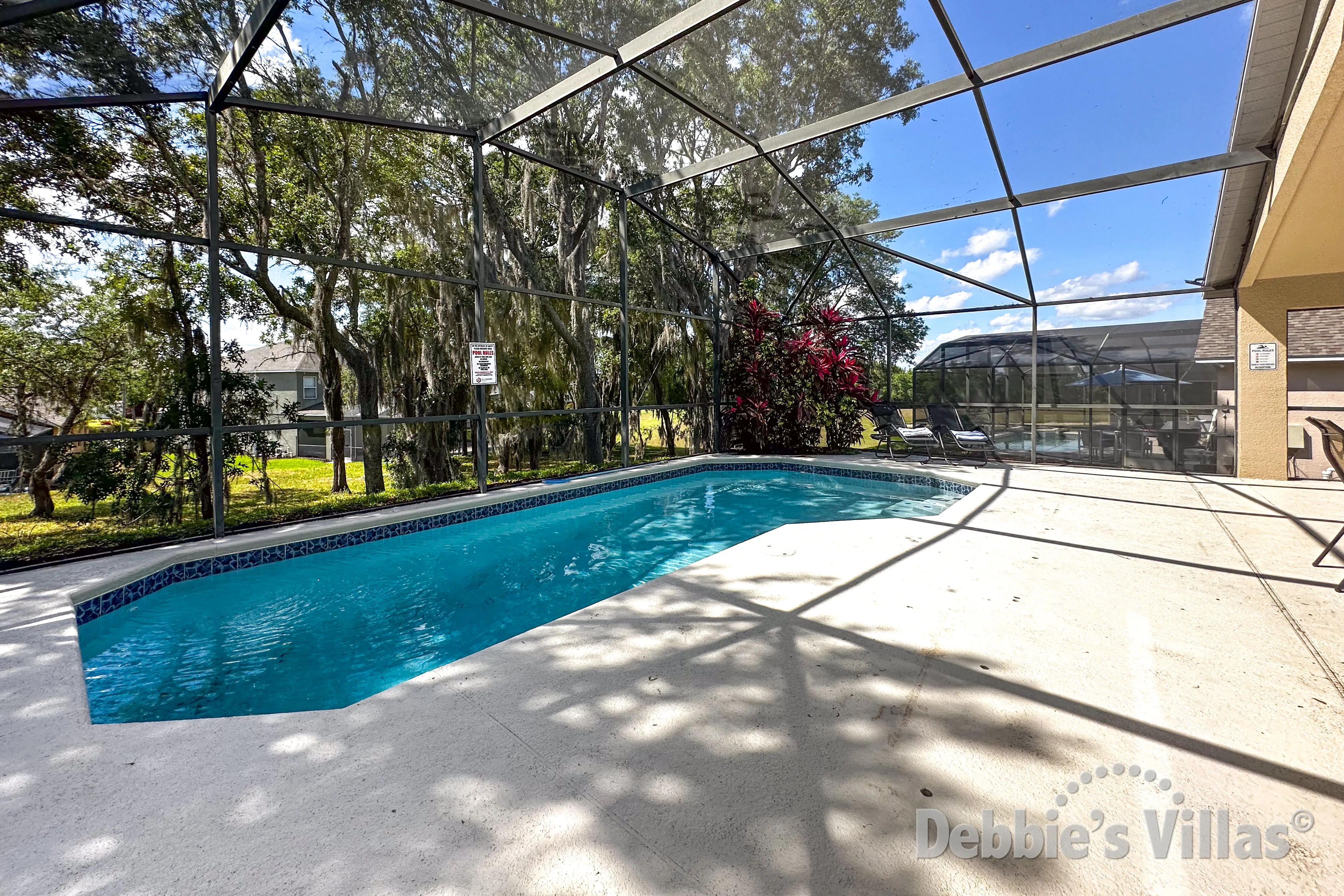 West-facing pool at this vacation villa on Emerald Island in Kissimmee