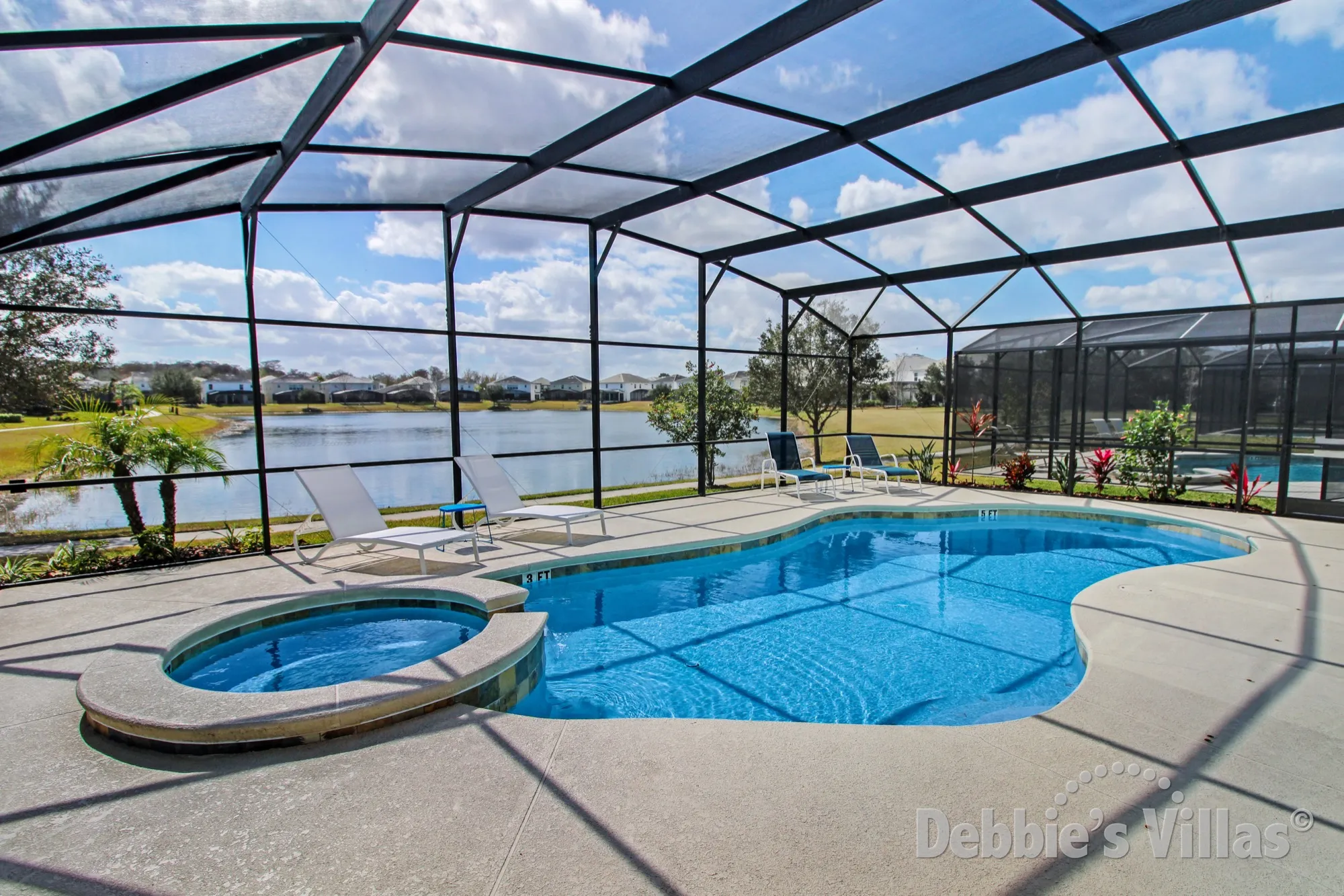 Bella Vida villa in Kissimmee with a lake view from the southwest-facing private pool