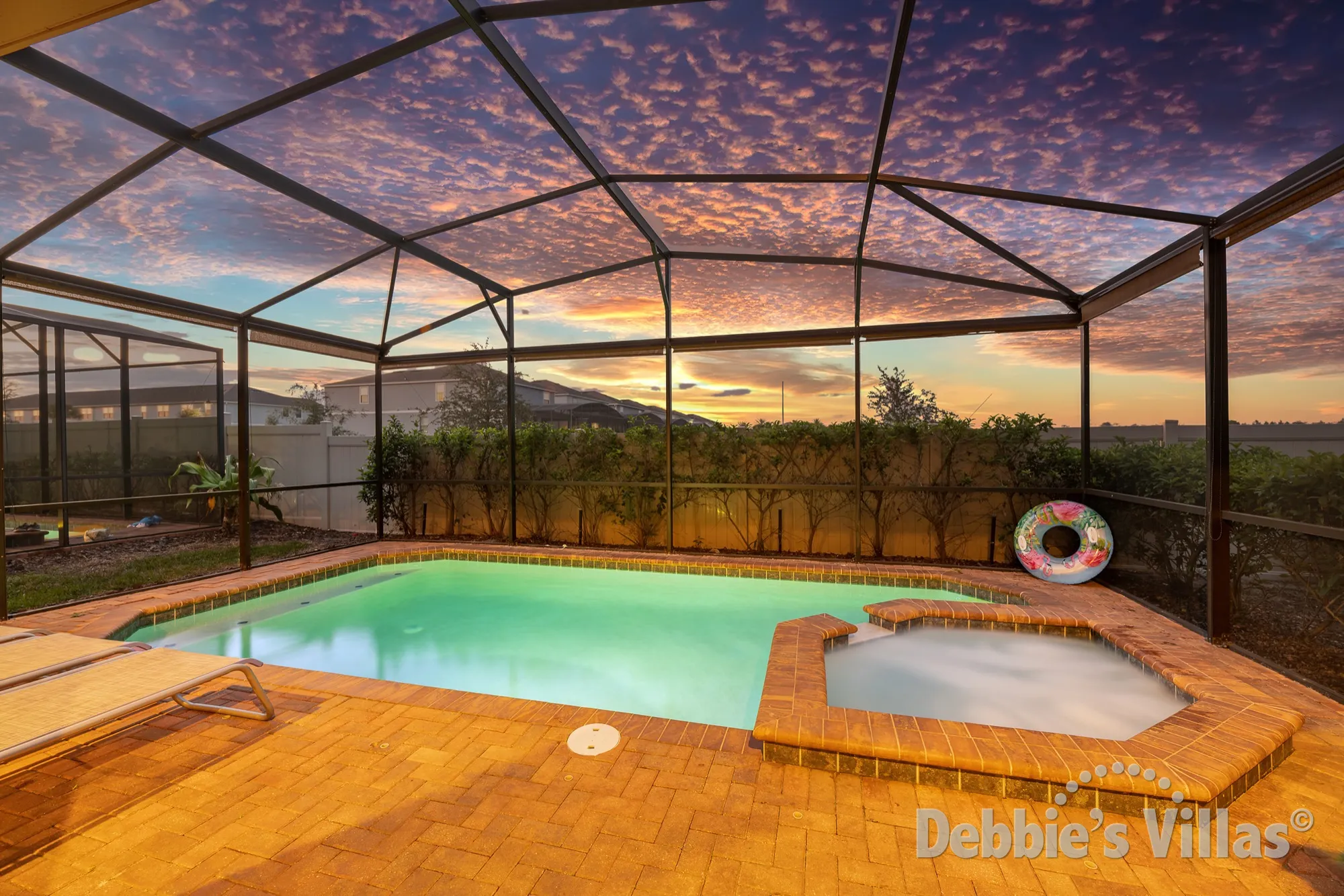 Relax around your private pool in the evening