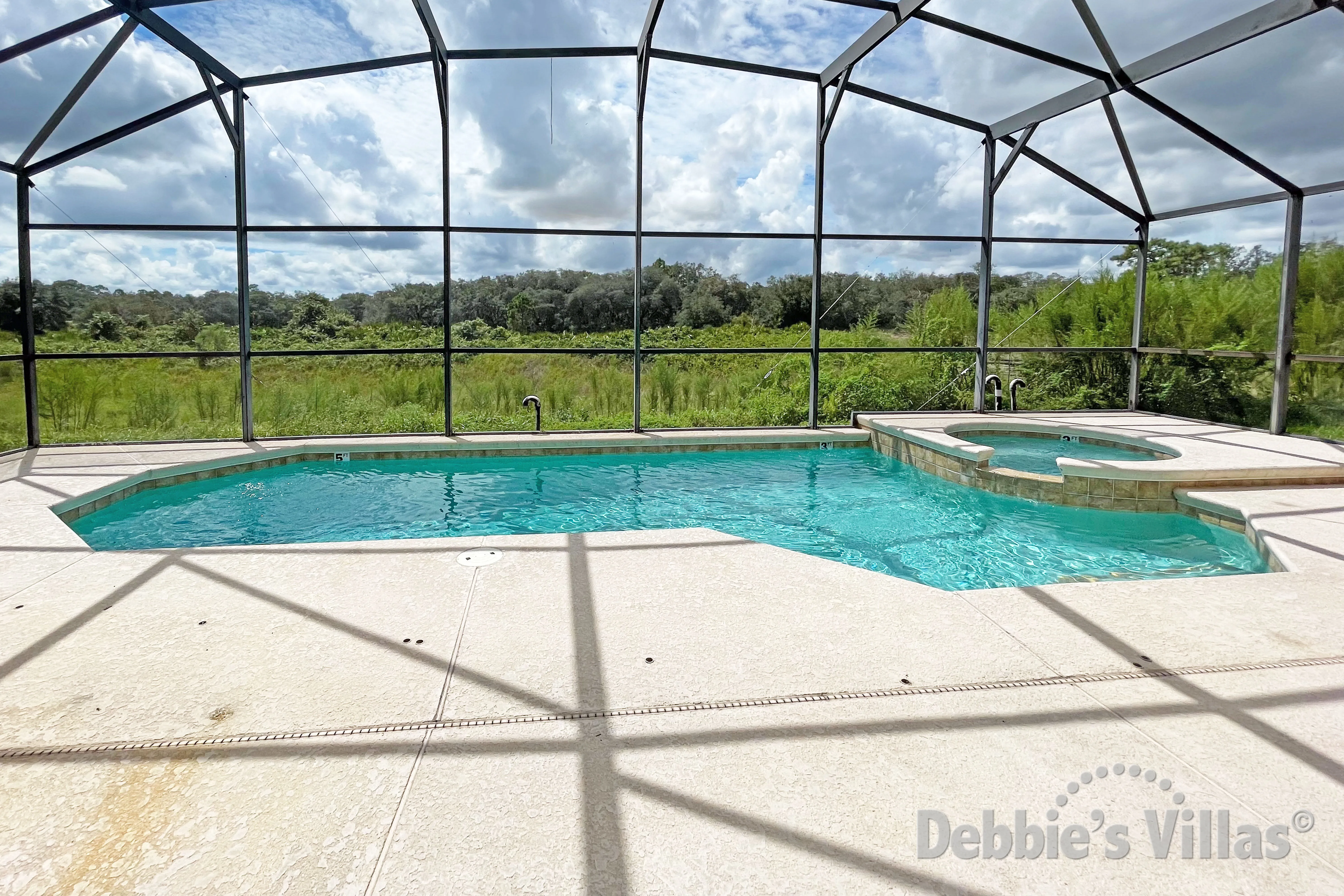 Scenic view from this south-facing private pool at this Davenport vacation villa  