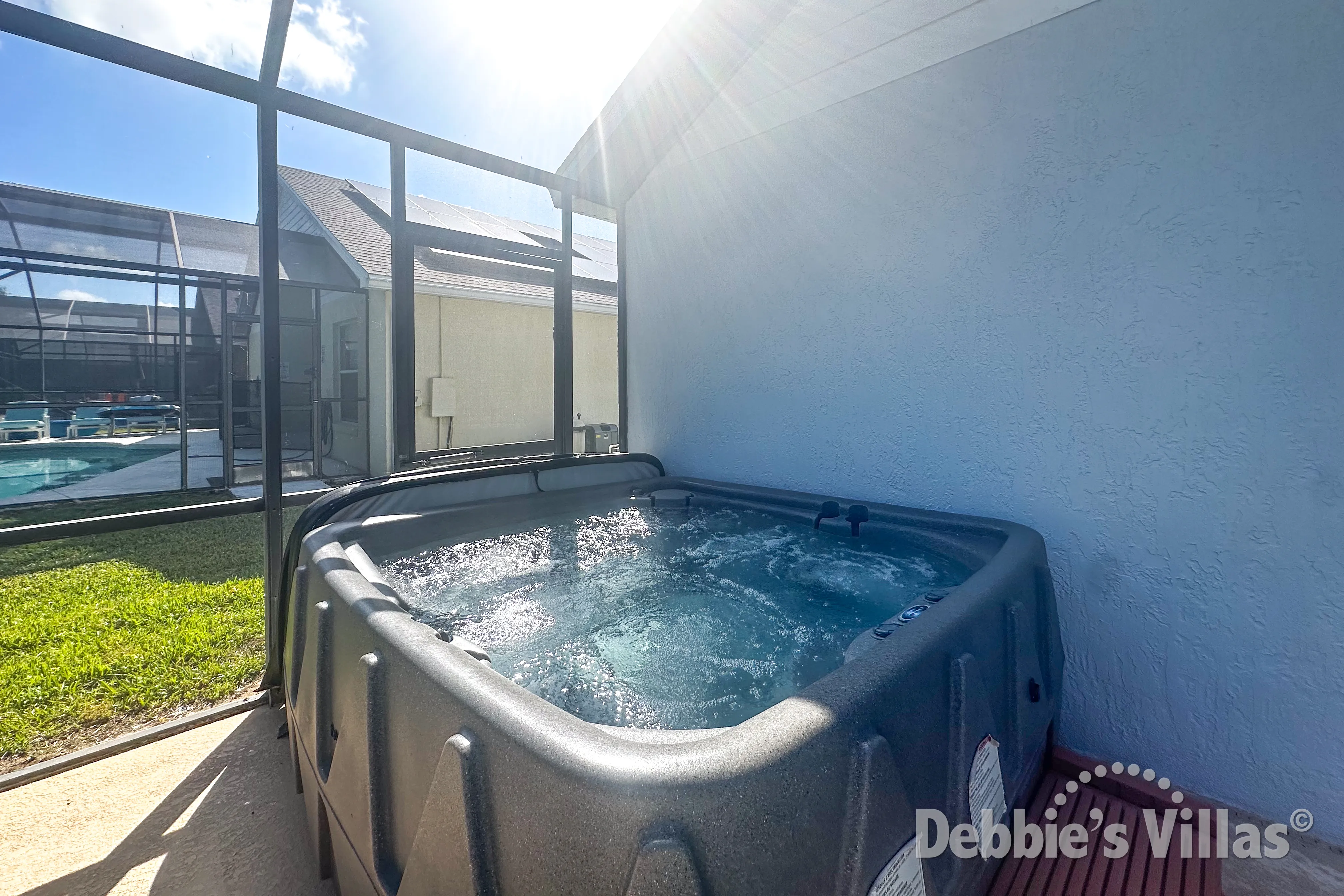 Freestanding hot tub at this vacation villa on Indian Creek in Kissimmee