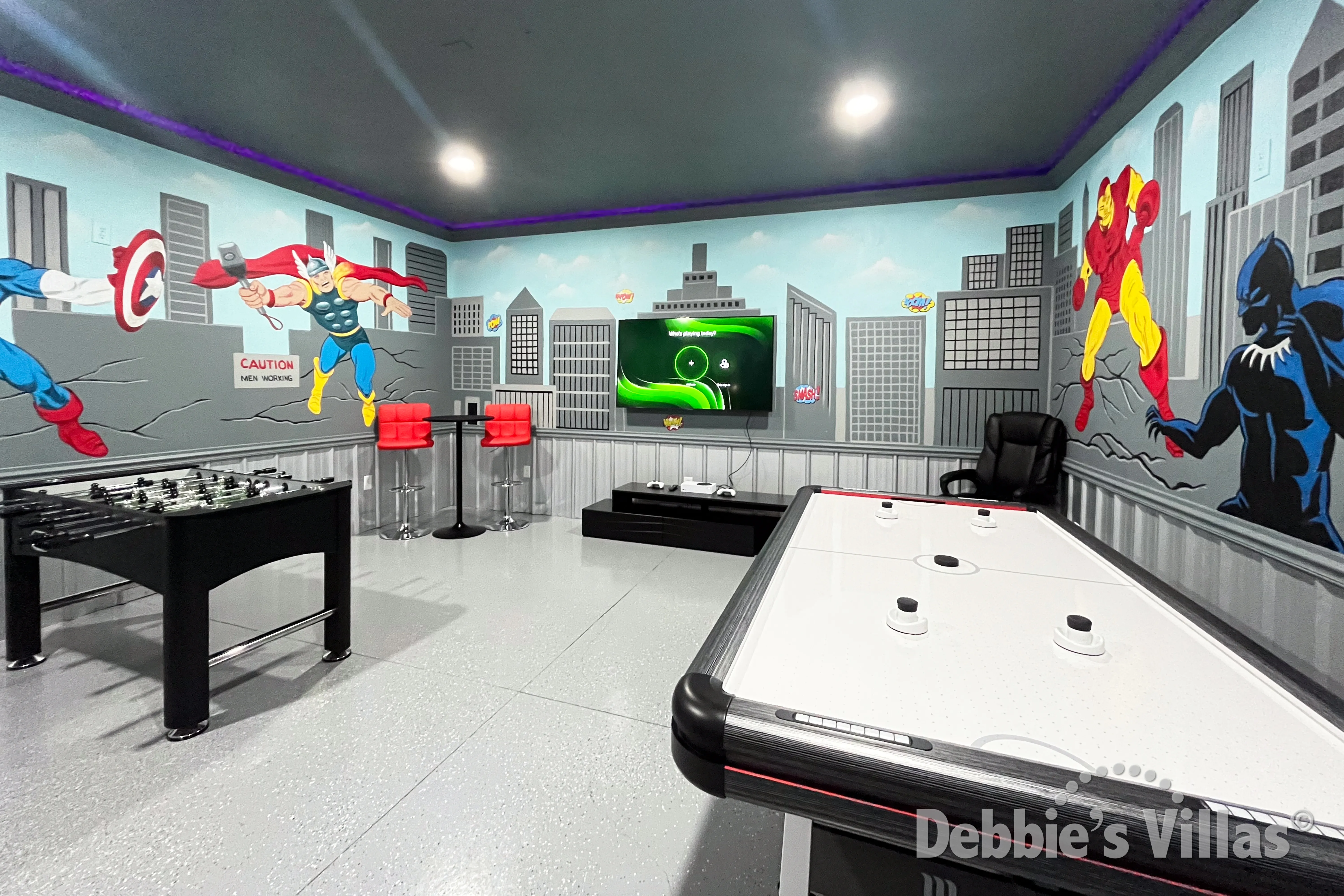 Air-conditioned games room in this vacation villa on Windsor Island Resort in Kissimmee