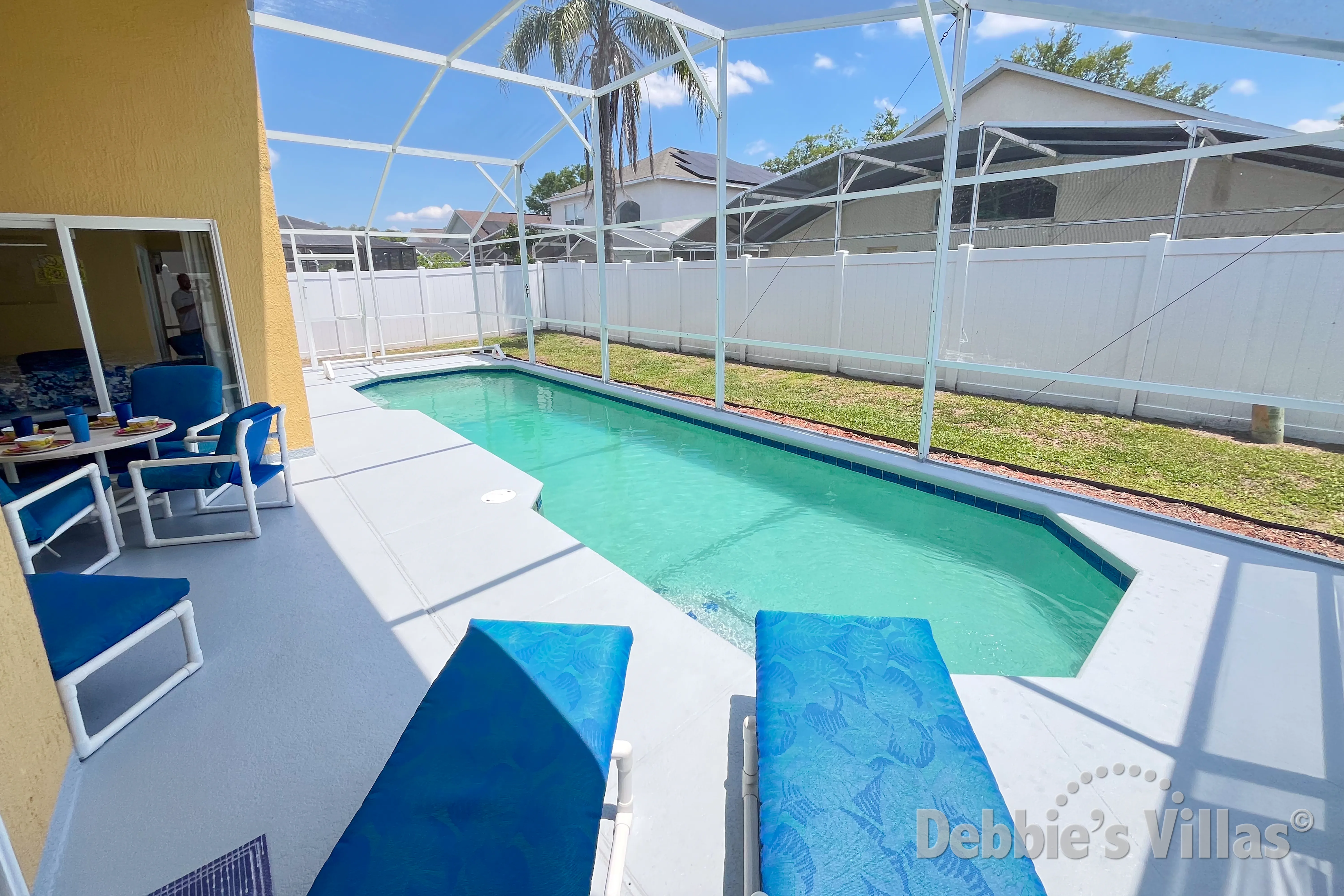 South-facing pool at this vacation villa on Creekside in Kissimmee 