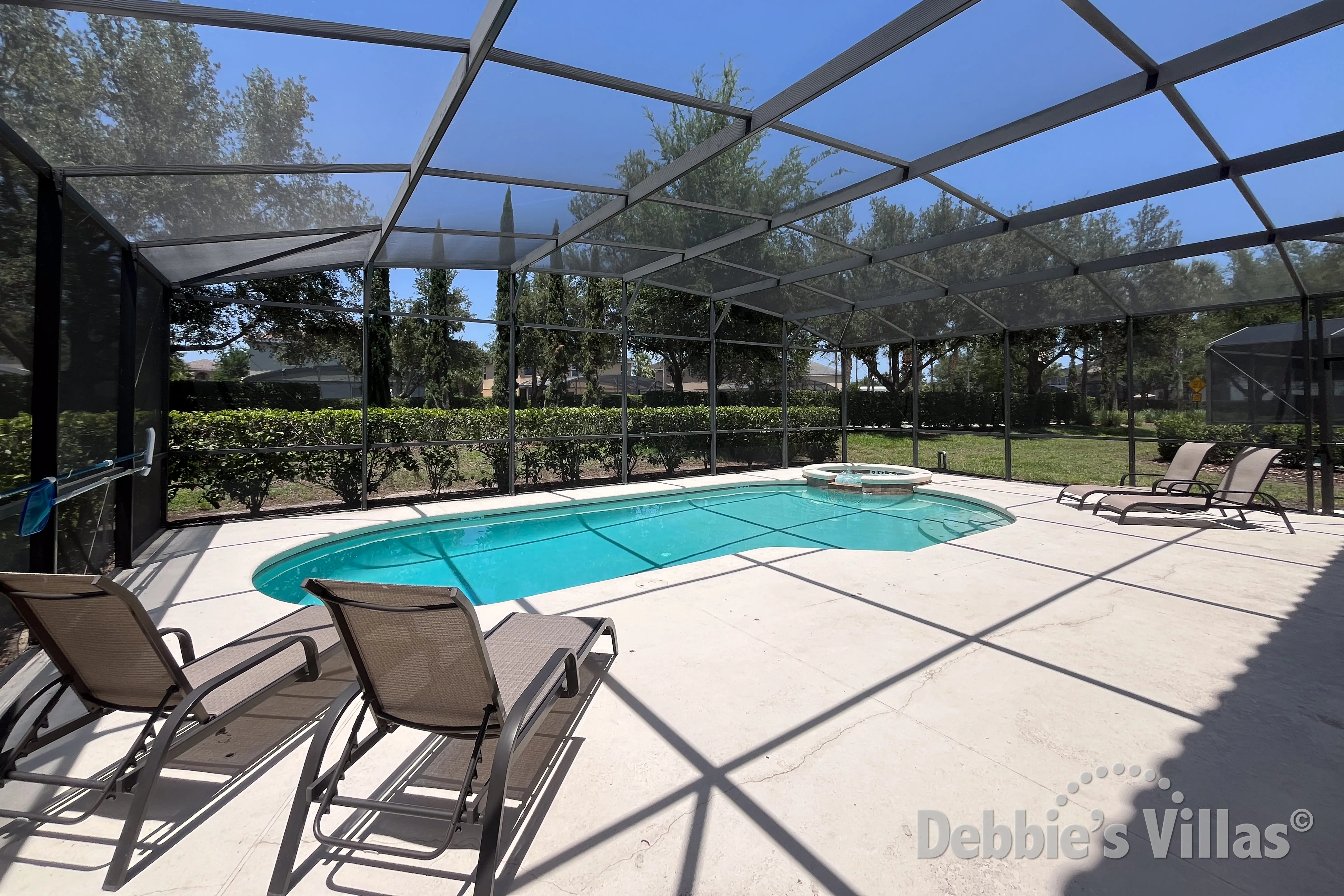 Private pool and spa at this vacation villa on Solterra in Davenport 