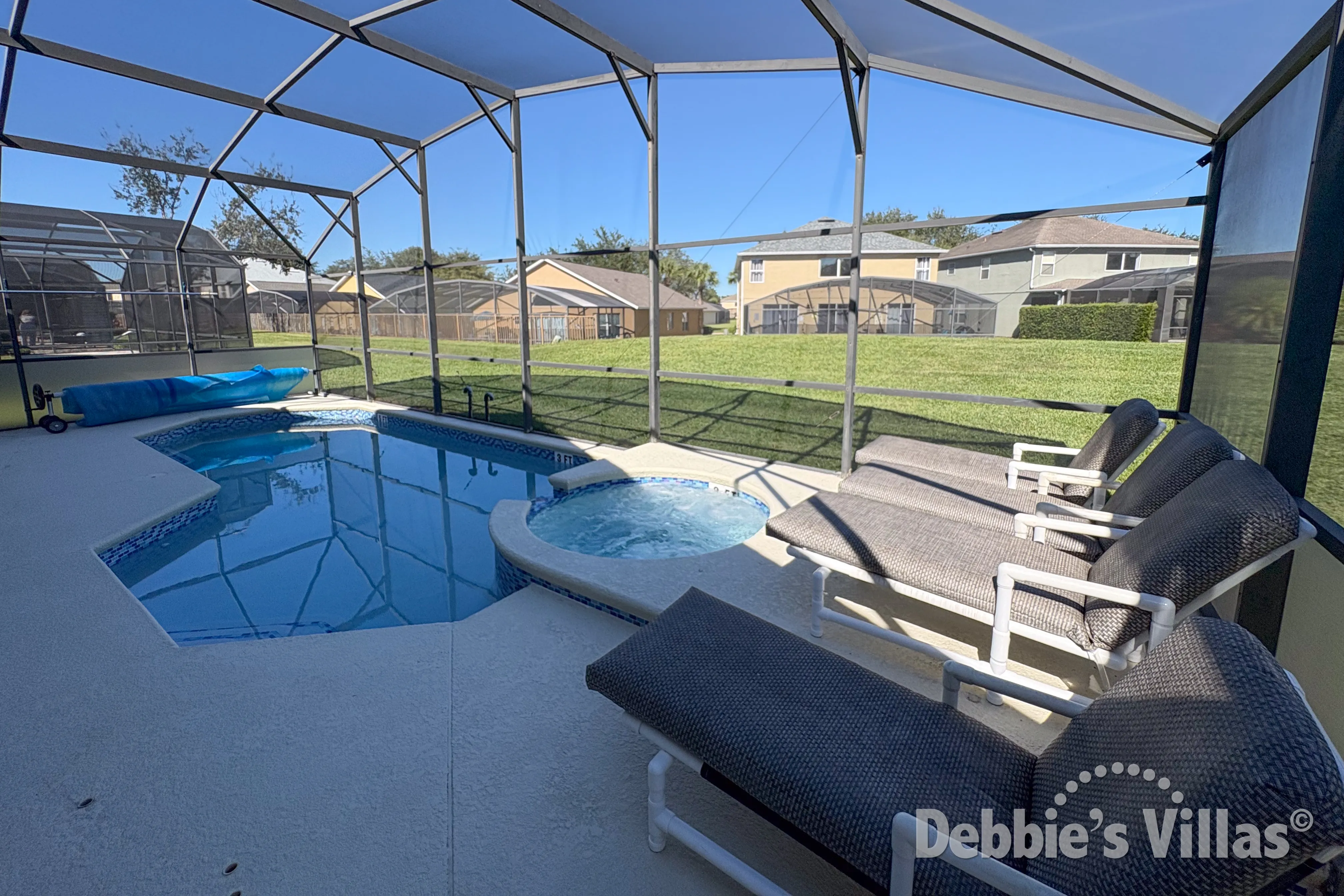 Private pool and spa at this vacation villa on Emerald Island in Kissimmee