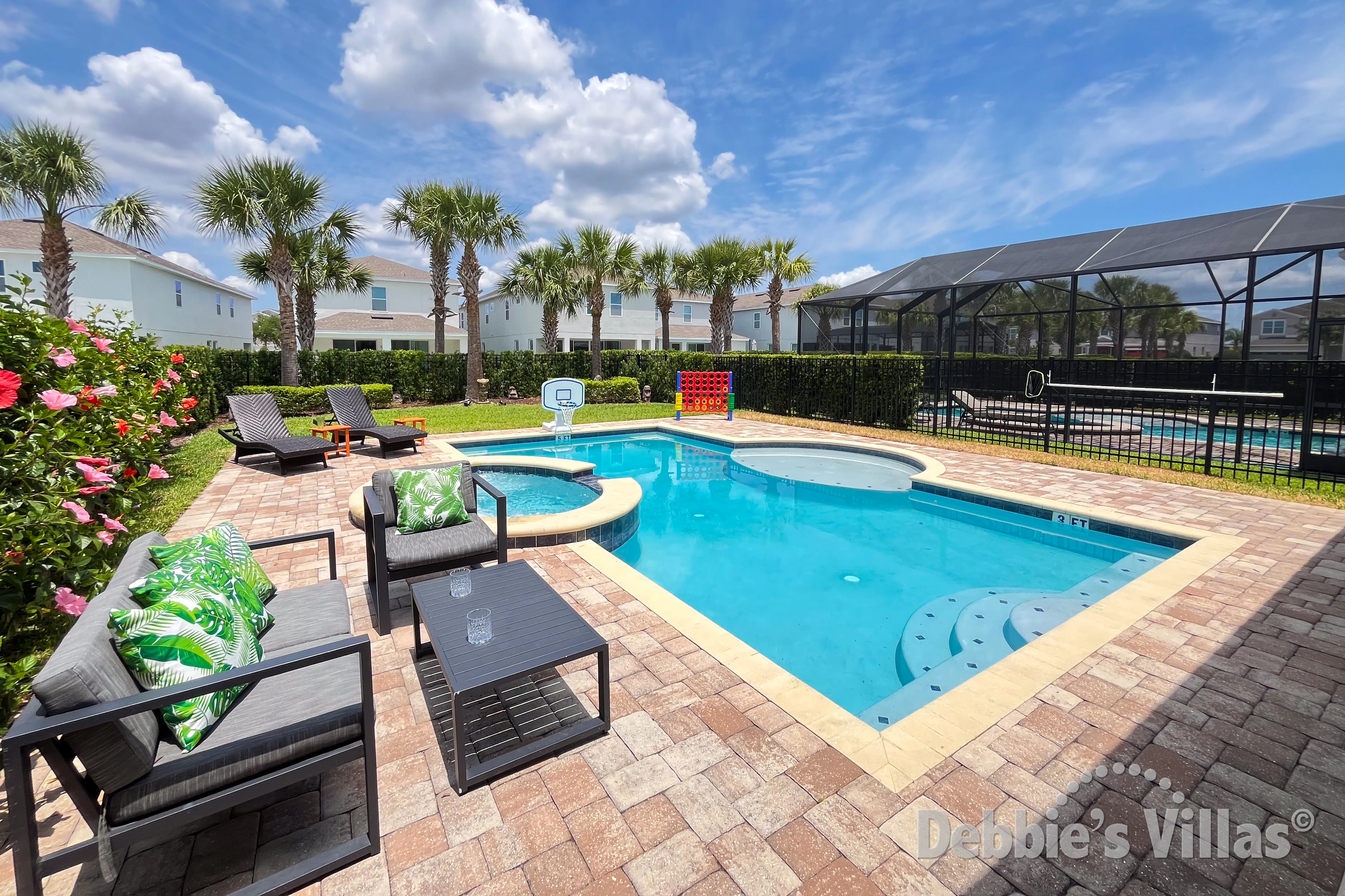 Private pool and spa at this vacation villa on Reunion in Kissimmee