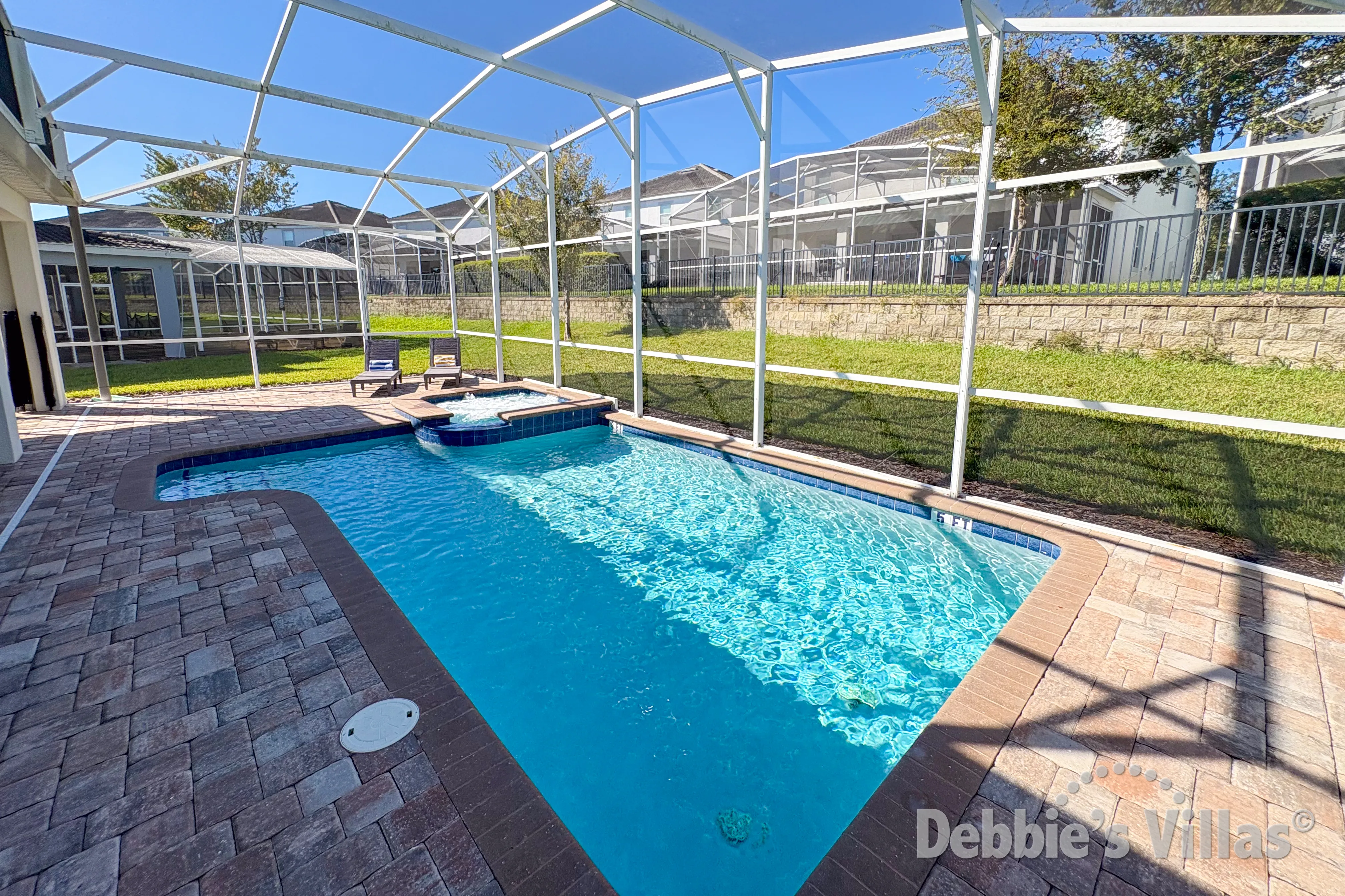 West-facing pool and spa at this vacation villa on ChampionsGate in Davenport 