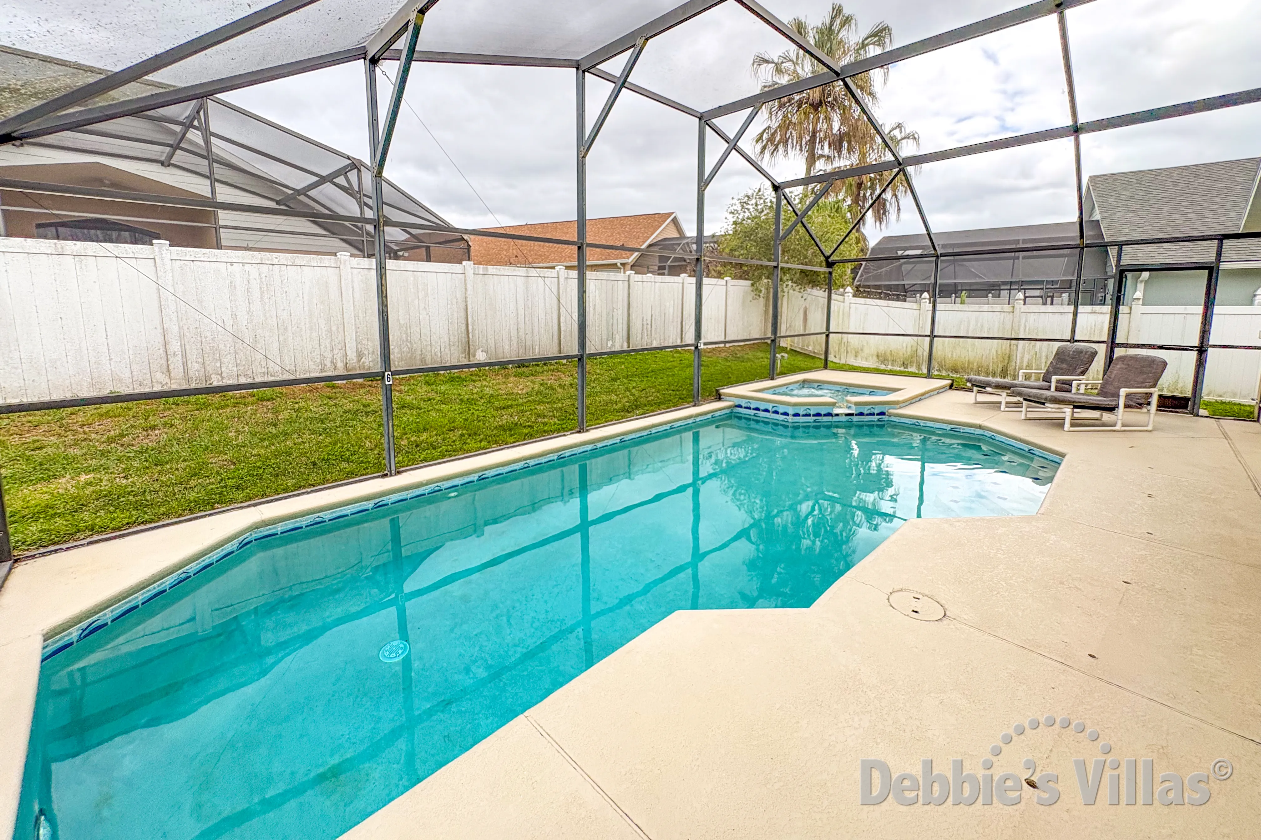 Private pool and spa at this vacation villa on Indian Creek in Kissimmee 