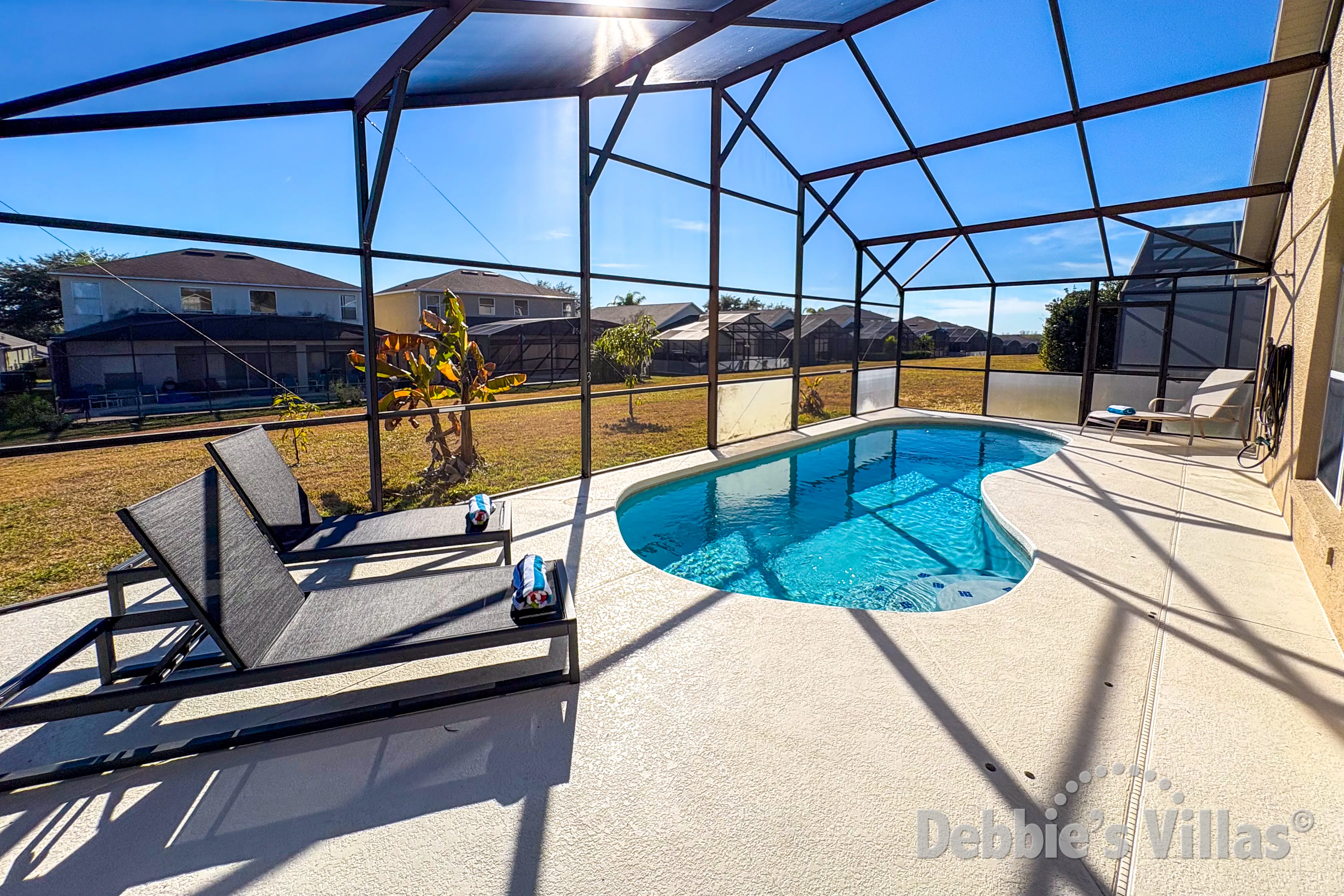 South-facing pool at this vacation villa on Highgate Park at Legacy Park in Davenport 