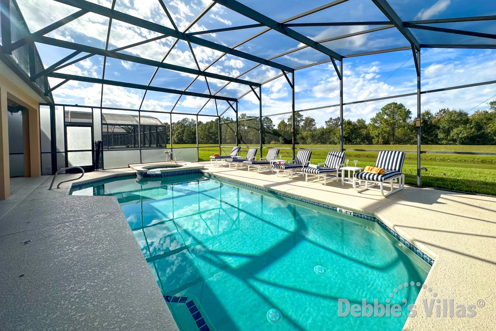 Stunning scenic view from the pool deck at this Emerald Island vacation villa