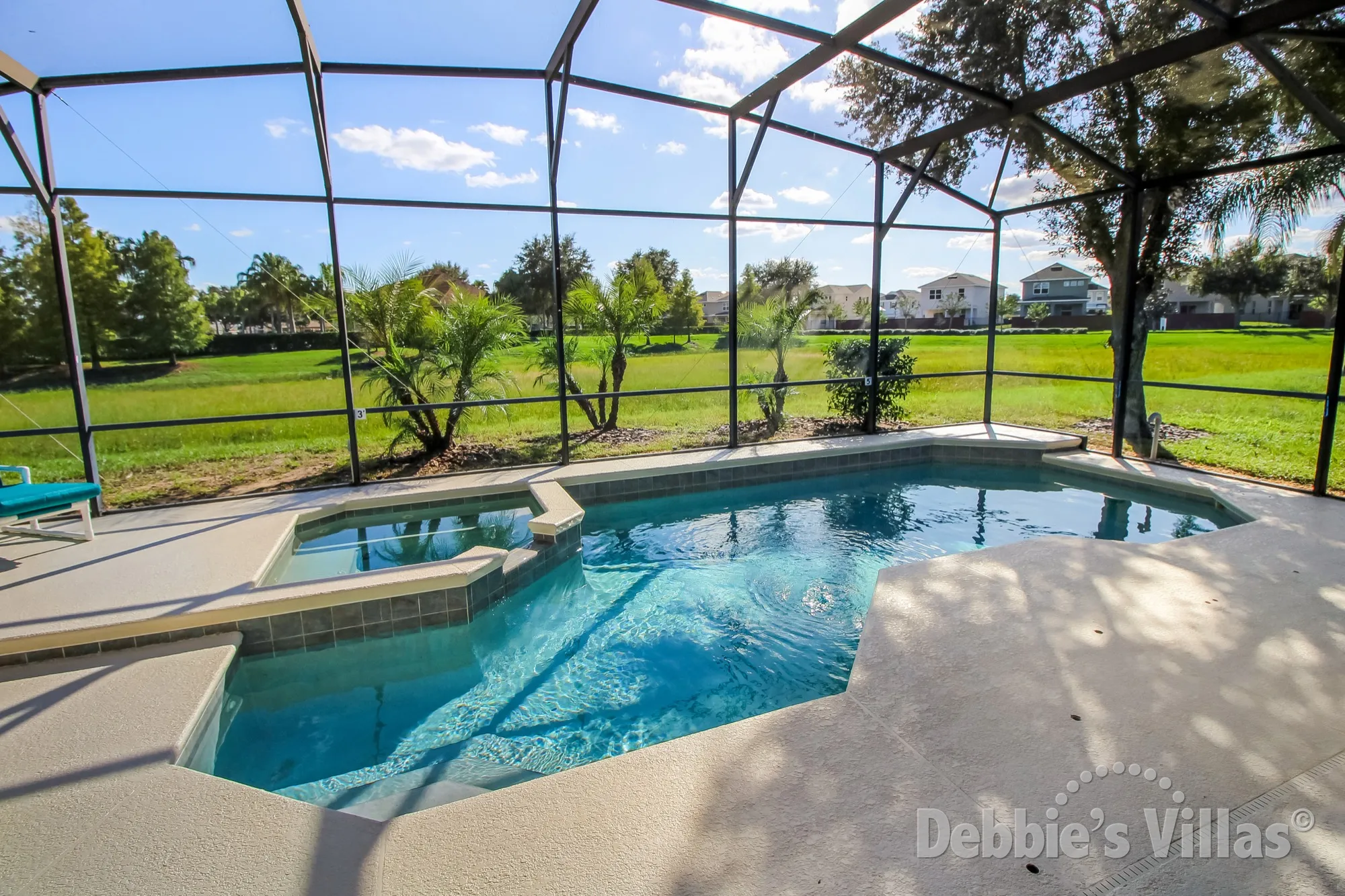 South-facing pool and spa on West Haven with no rear neighbours