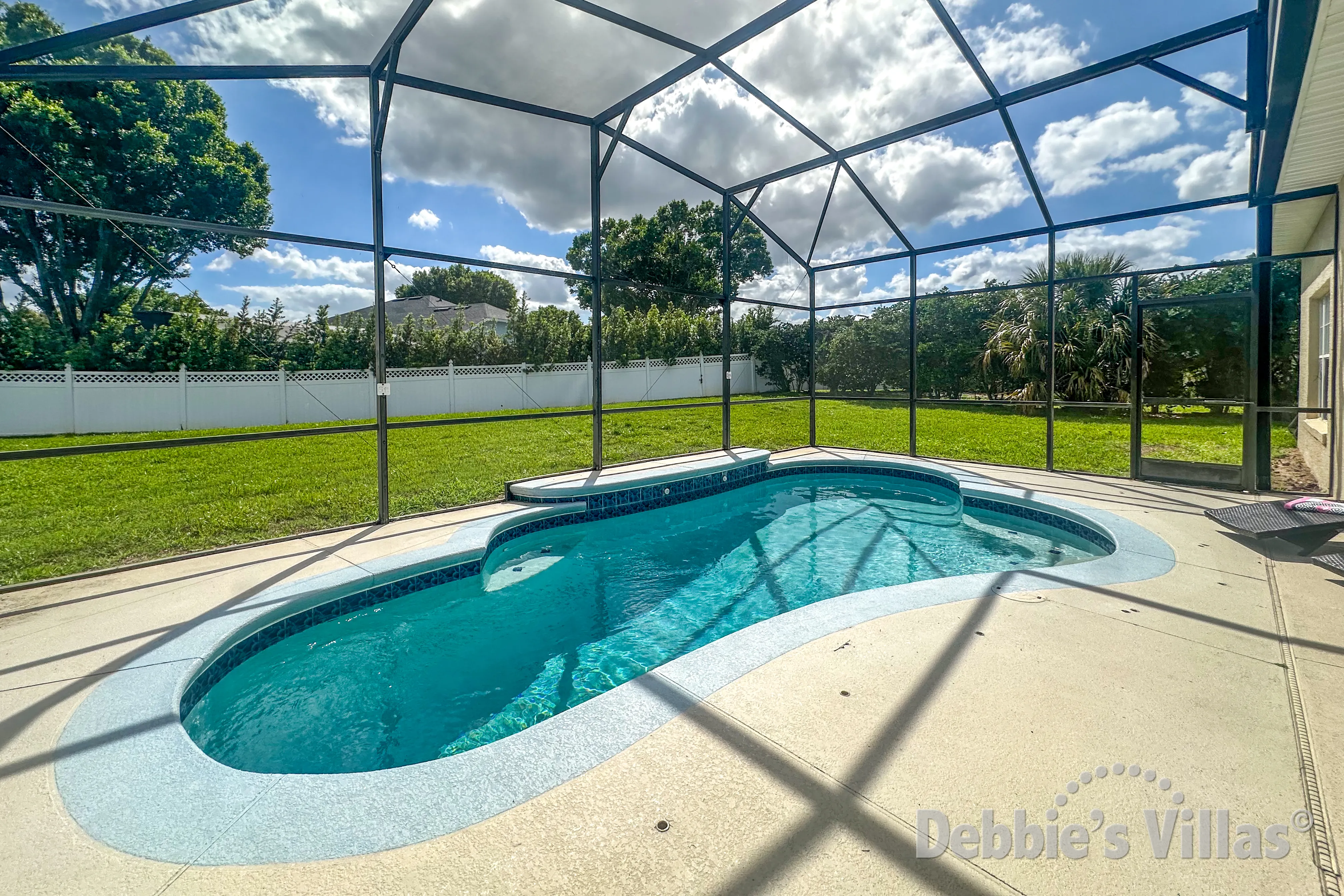 South-facing pool at this vacation villa on Formosa Gardens in Kissimmee 