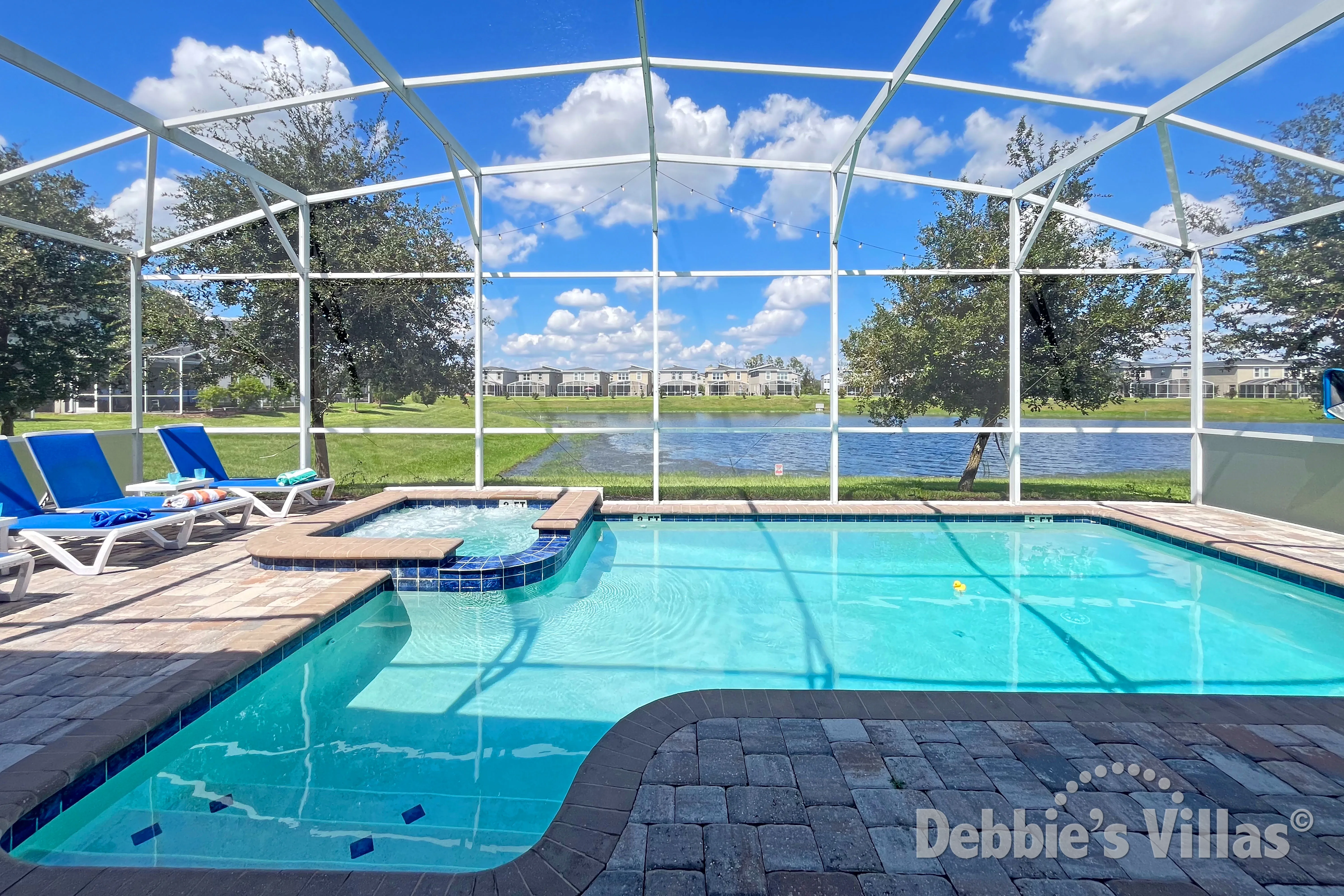 Private pool and spa at this vacation villa on ChampionsGate in Davenport