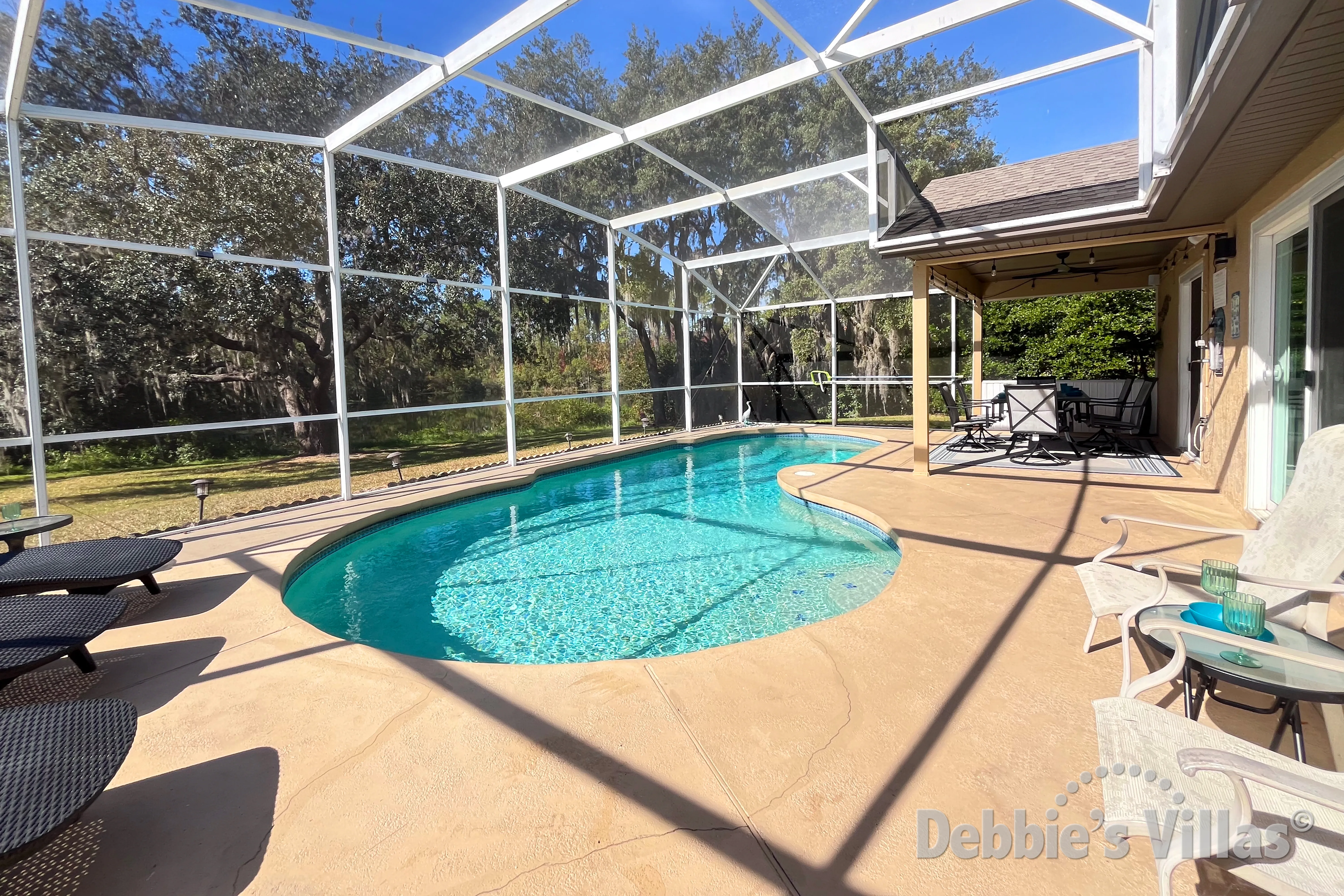 Southwest-facing pool at this vacation villa on Westridge in Davenport
